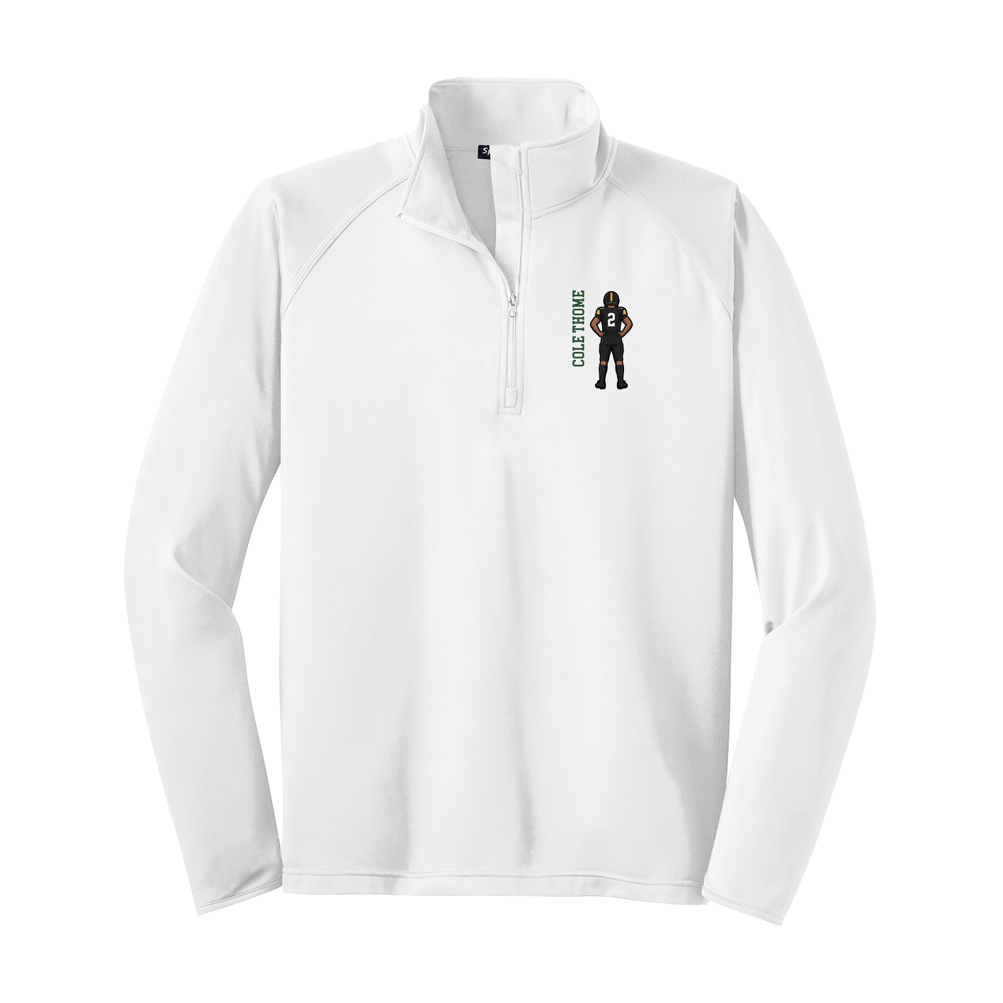 Q-Zip Pullover — Name Vertical in White