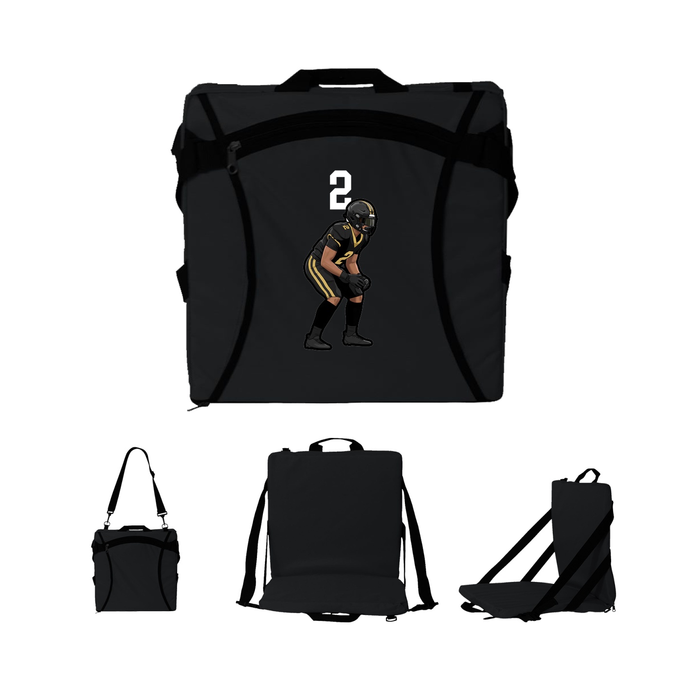 Folding Stadium Seat — Number Top in Black