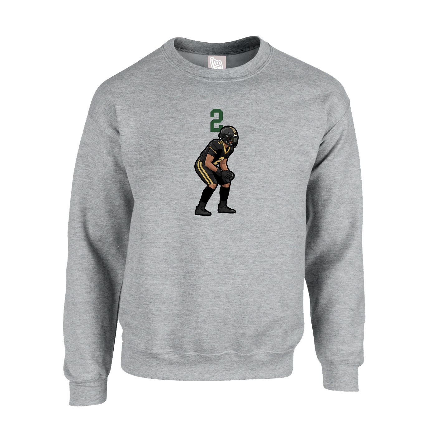 Fleece Crew — Number Top in Grey