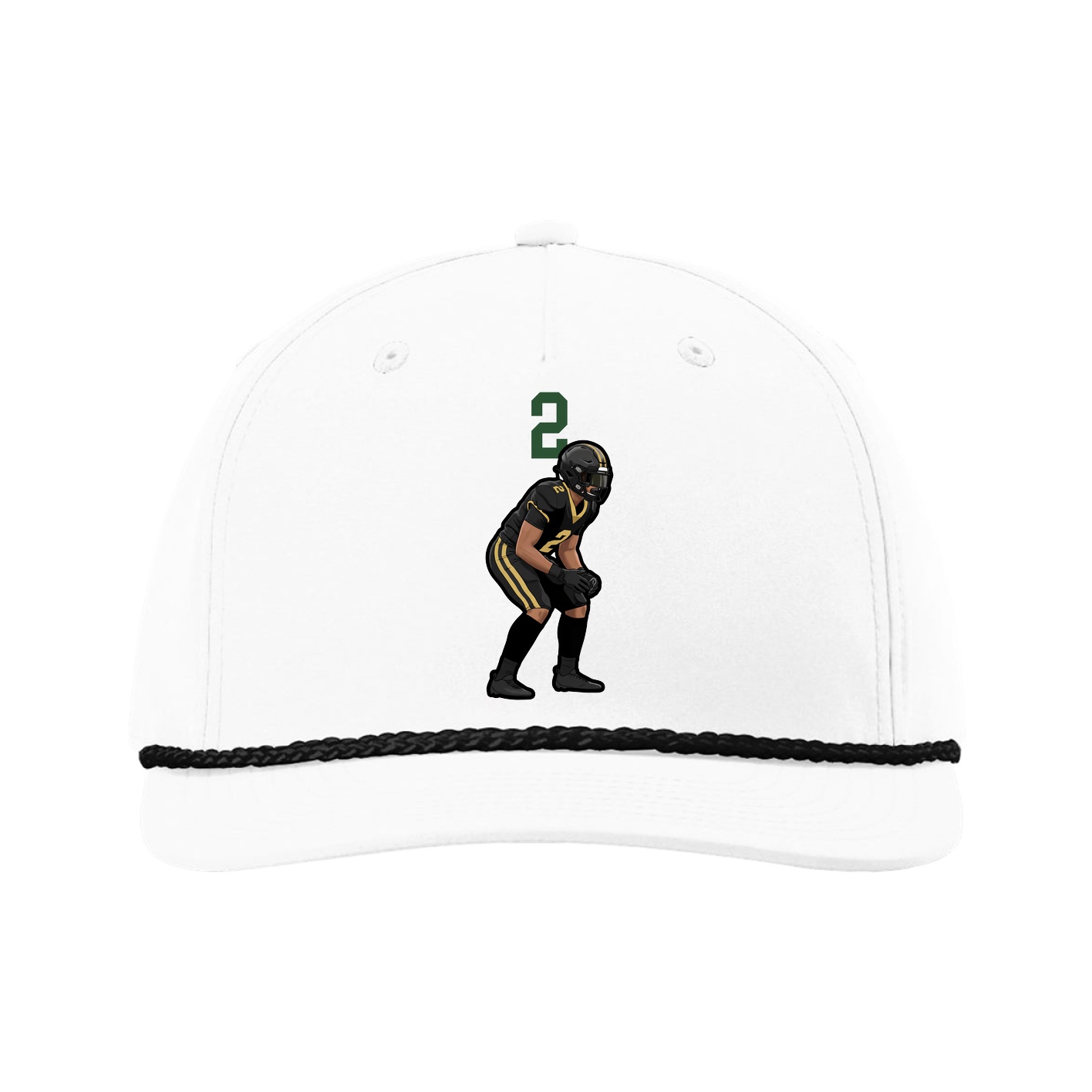 Five-Panel Classic Rope Cap — Number Top in White