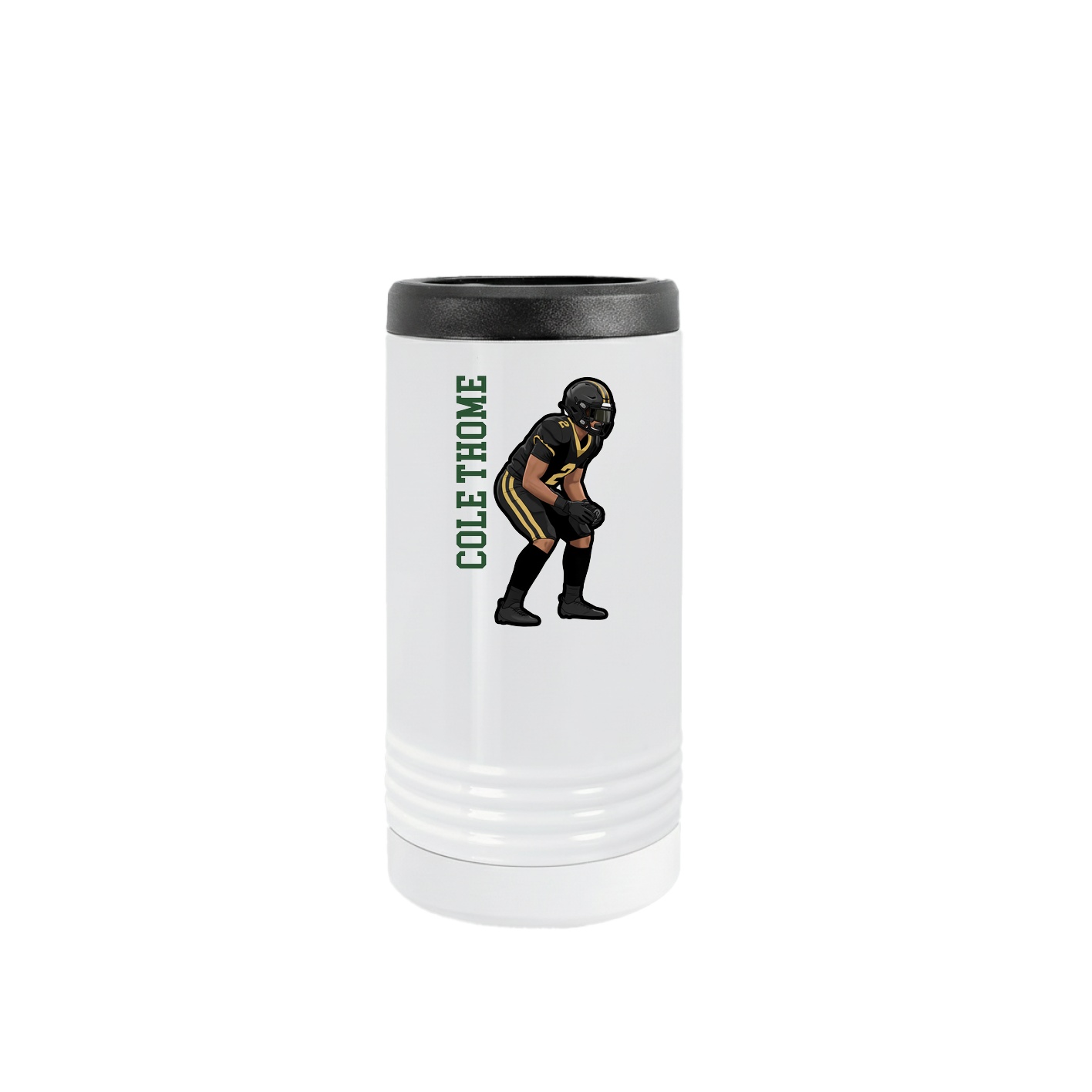 Slim Beverage Holder — Name Vertical in White