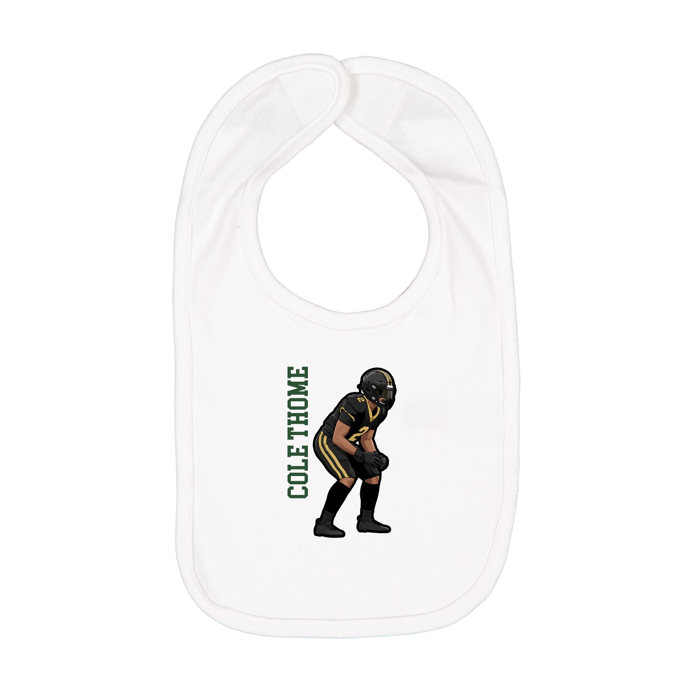 Infant Bib — Name Vertical in White