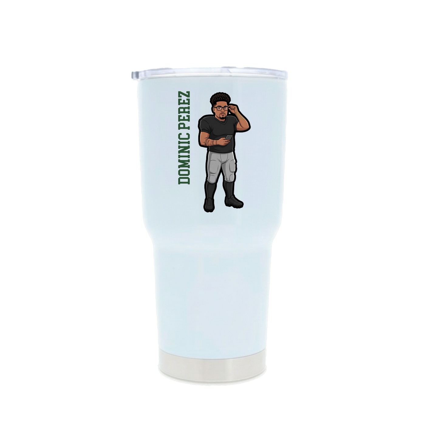 30oz Stainless Steel Tumbler — Name Vertical in White