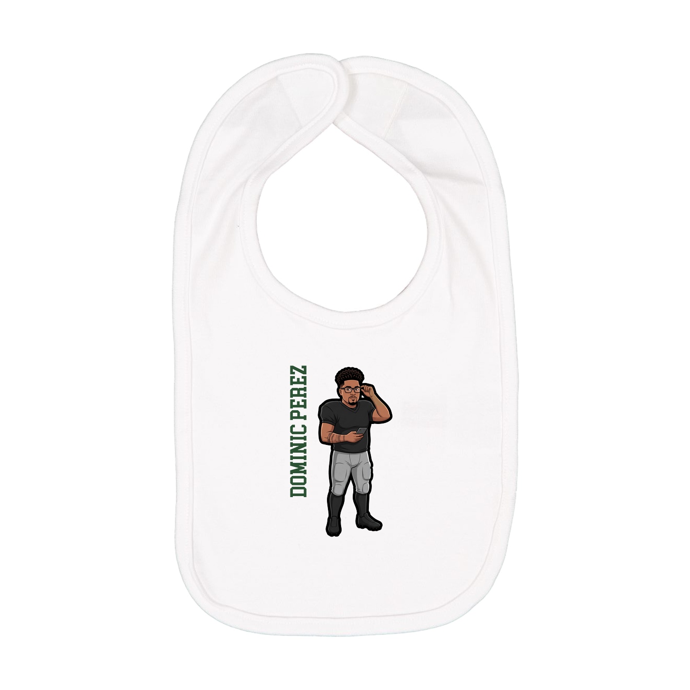 Infant Bib — Name Vertical in White