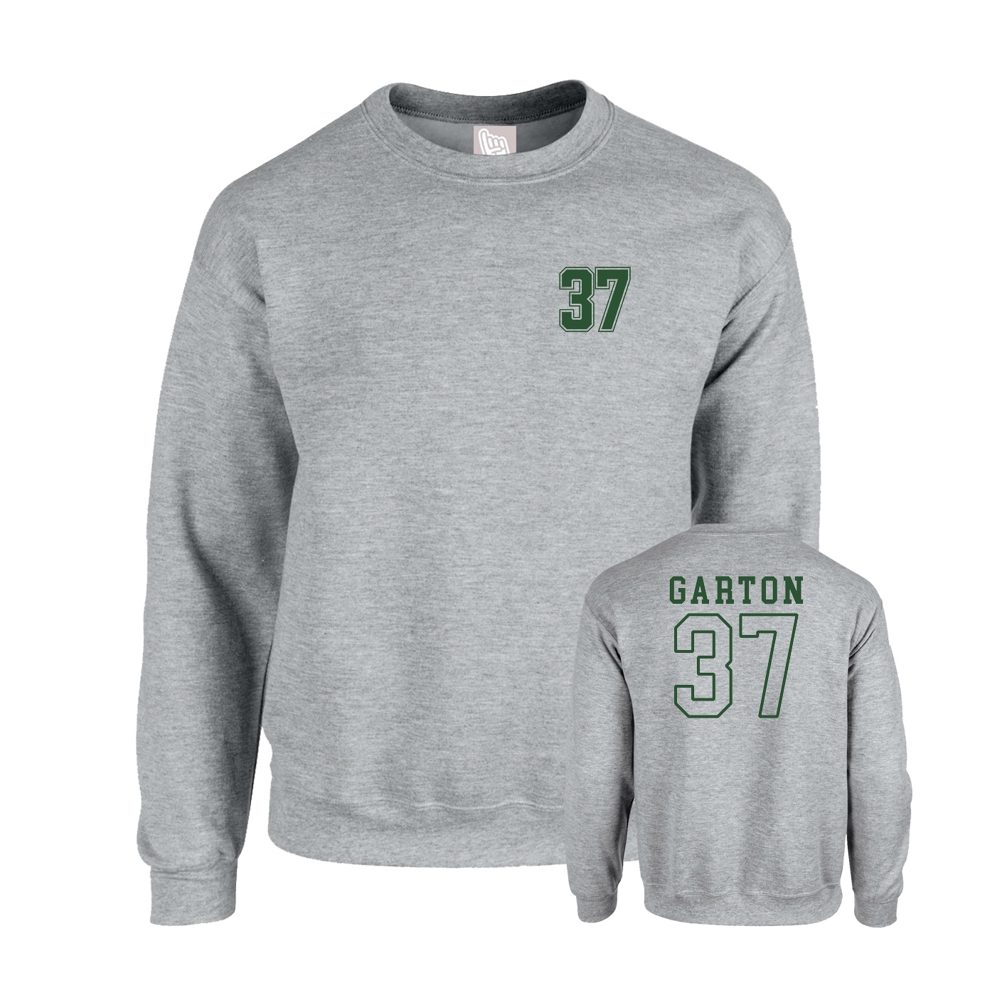Fleece Crew — Chest Back in Grey