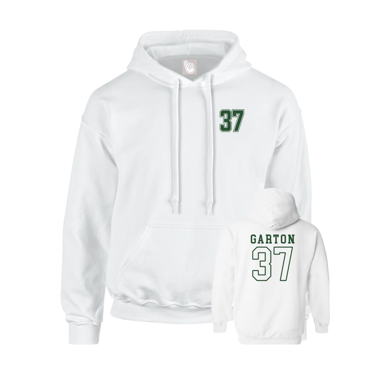 Youth Hoodie — Chest Back in White