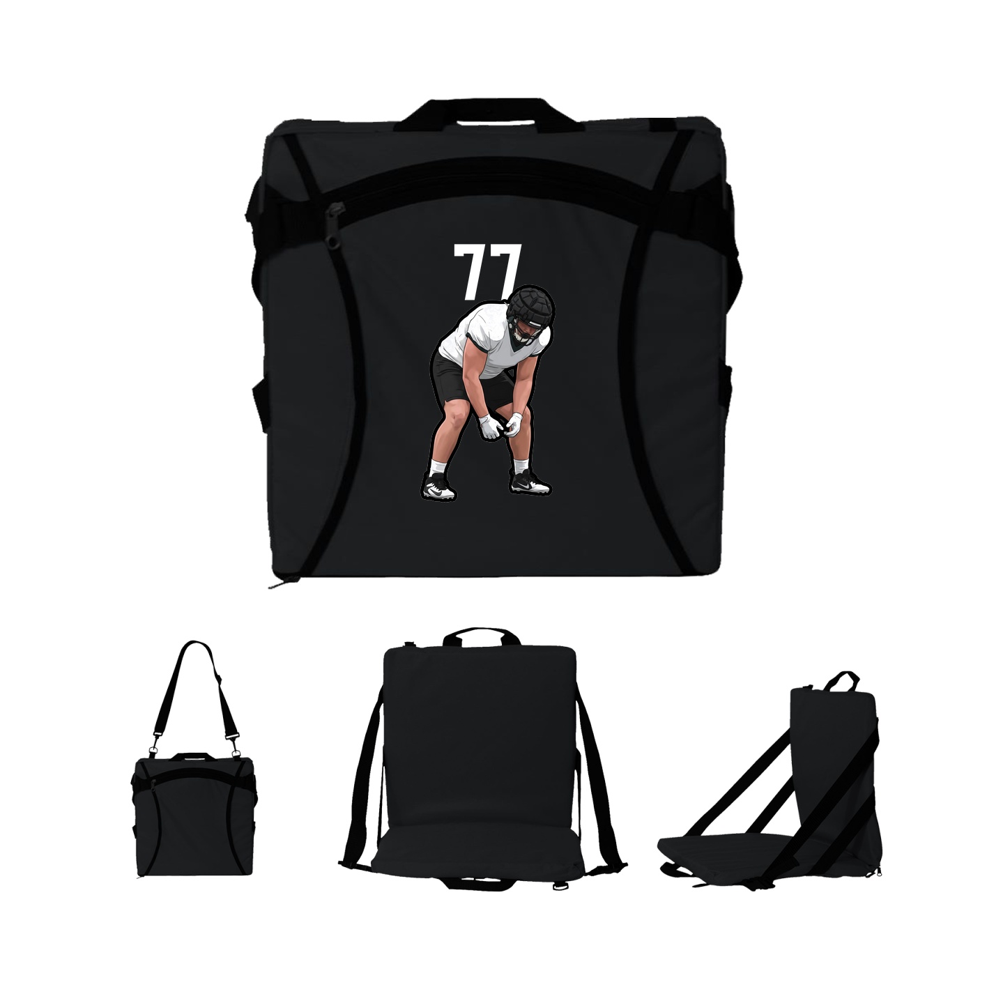Folding Stadium Seat — Number Top in Black