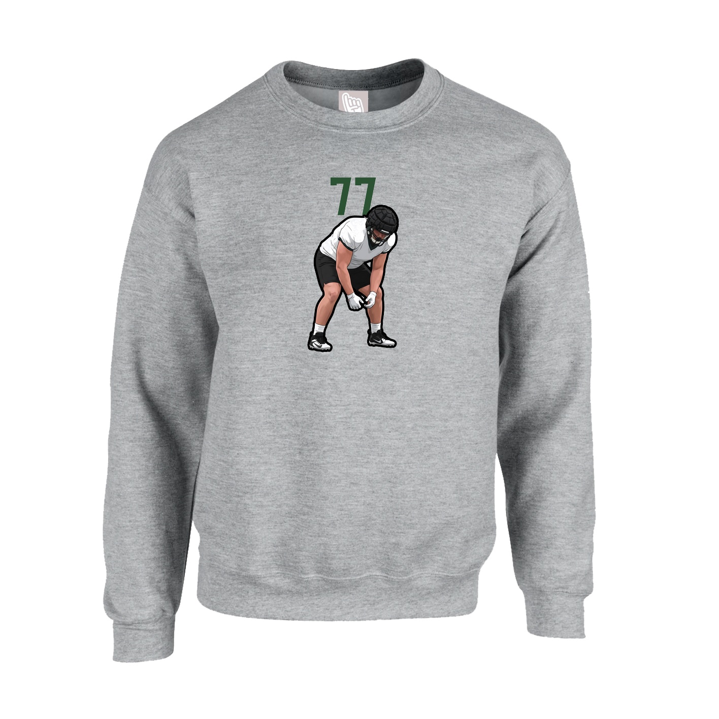 Fleece Crew — Number Top in Grey