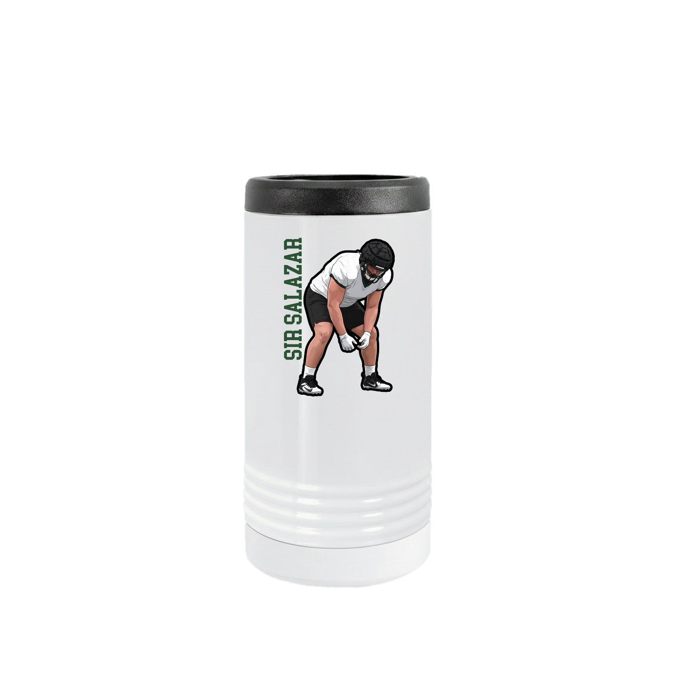 Slim Beverage Holder — Name Vertical in White