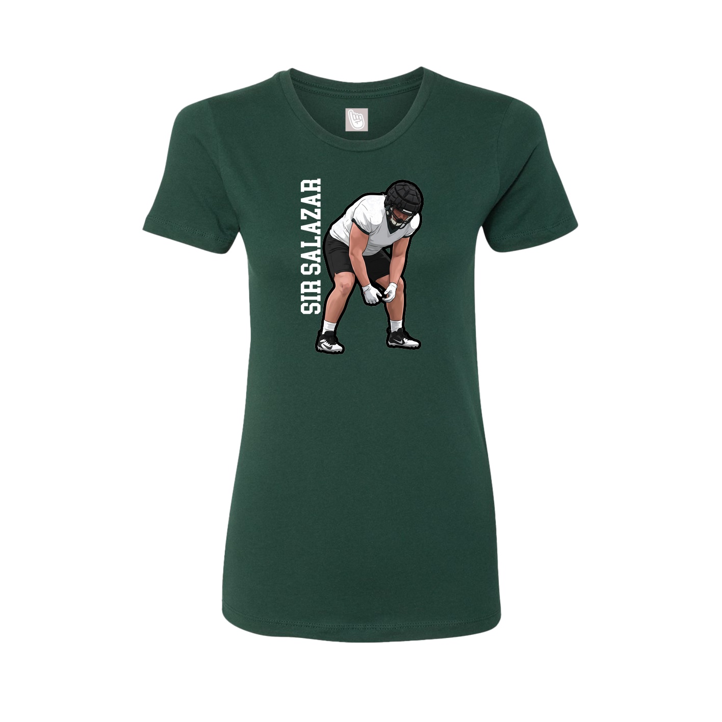 Fitted Women's Tee — Name Vertical in Green