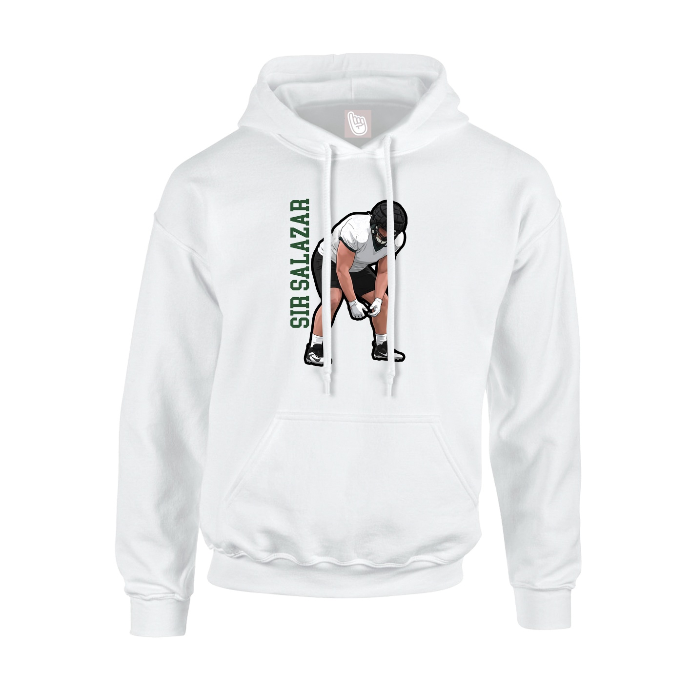 Youth Hoodie — Name Vertical in White