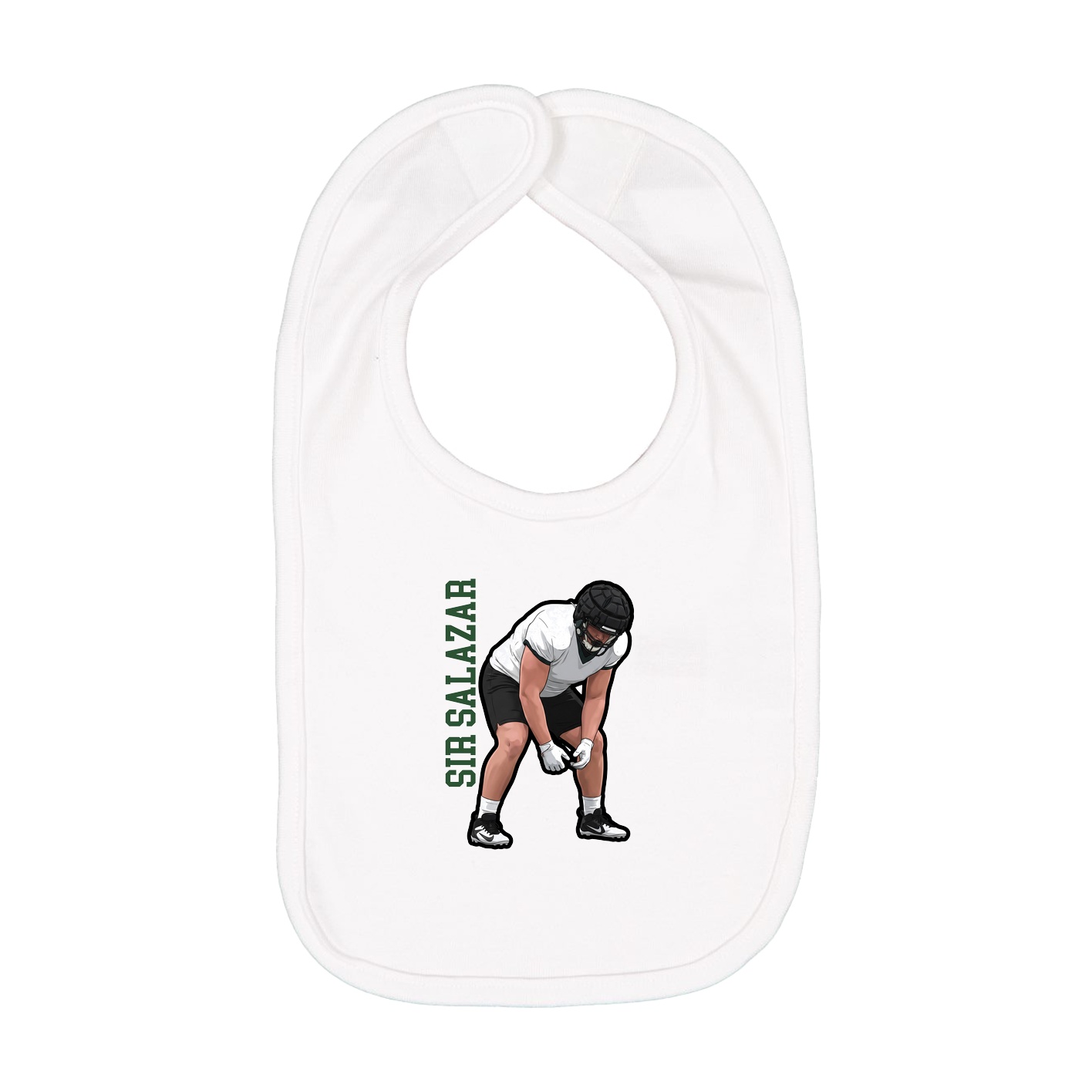 Infant Bib — Name Vertical in White