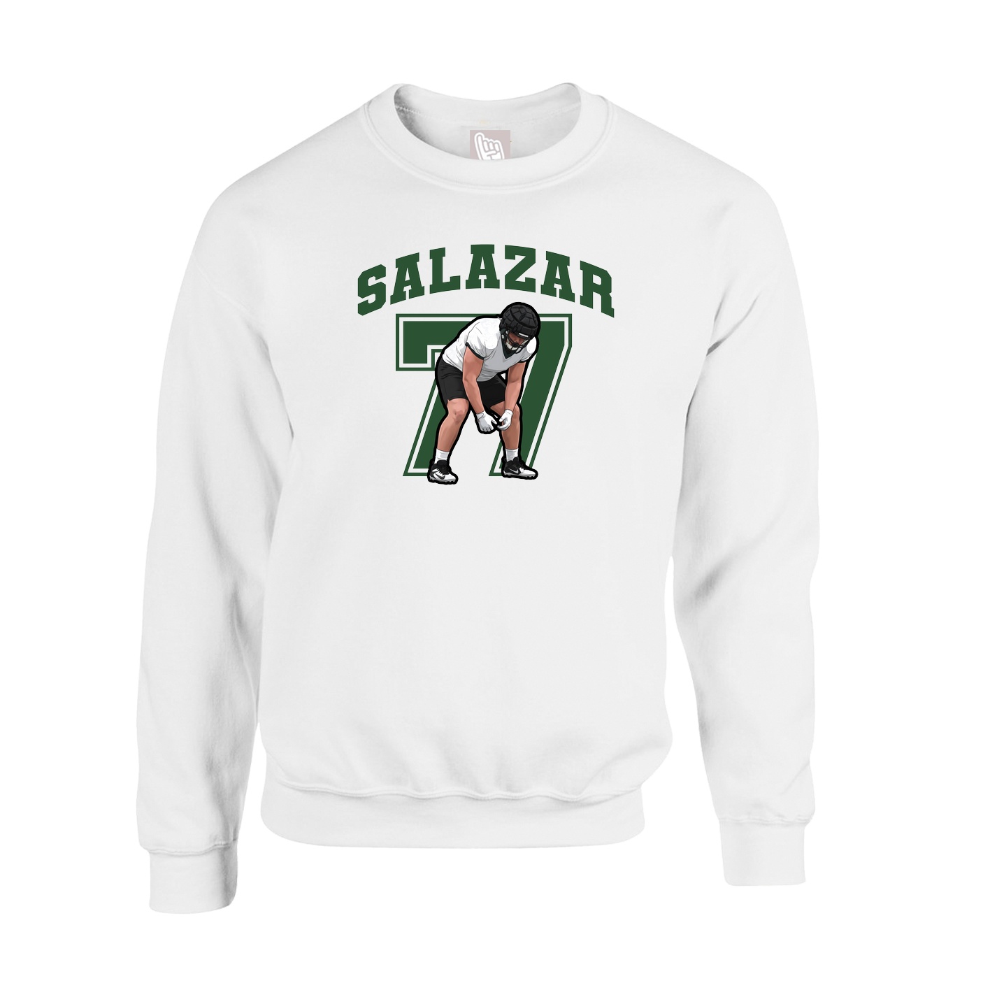 Fleece Crew — Number in White