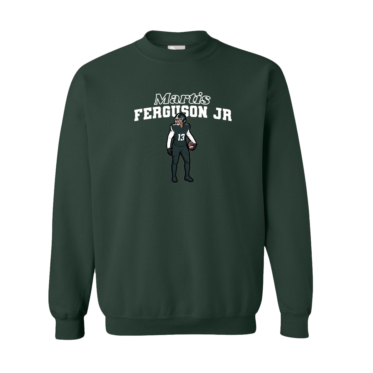 Fleece Crew — Name Arch in Green