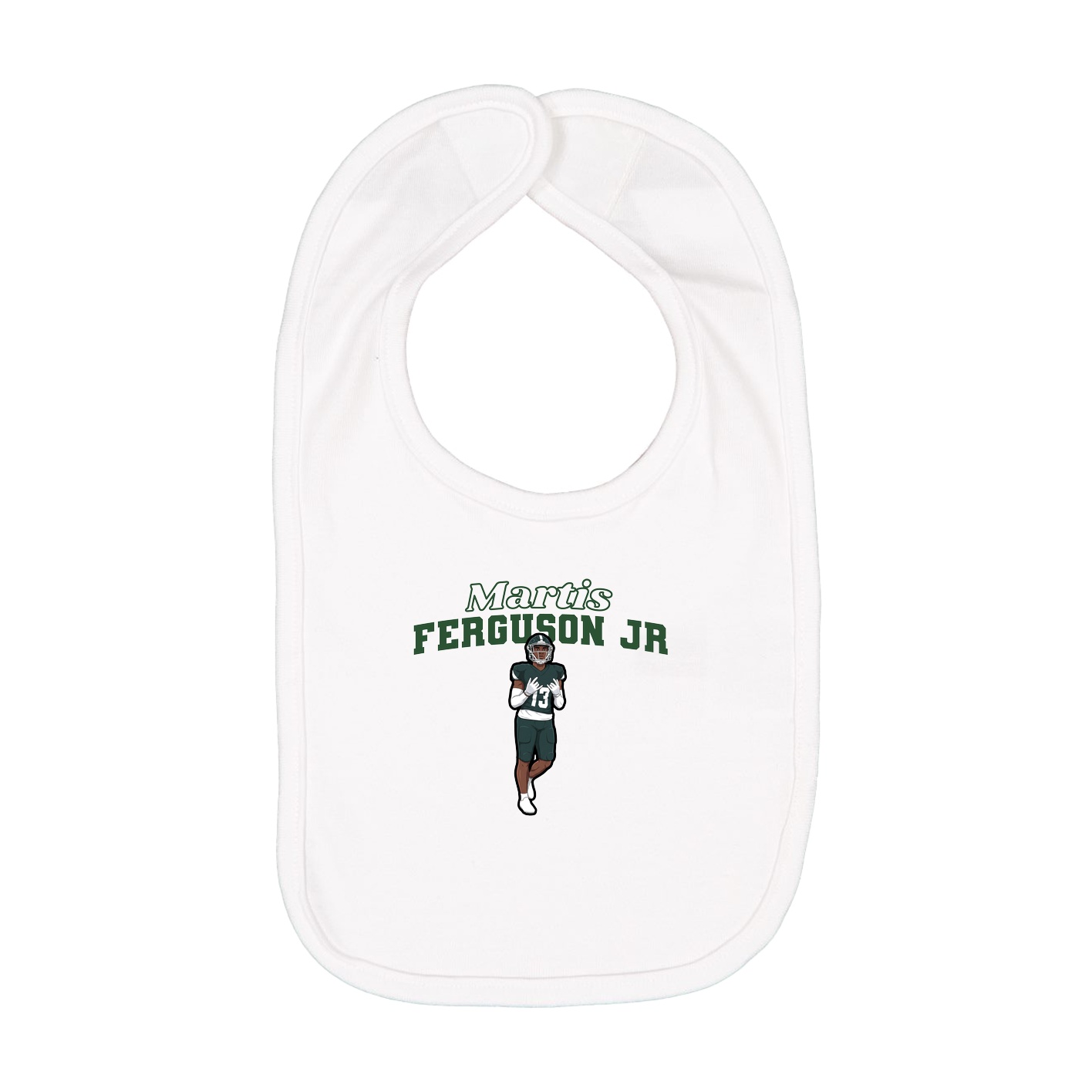 Infant Bib — Name Arch in White