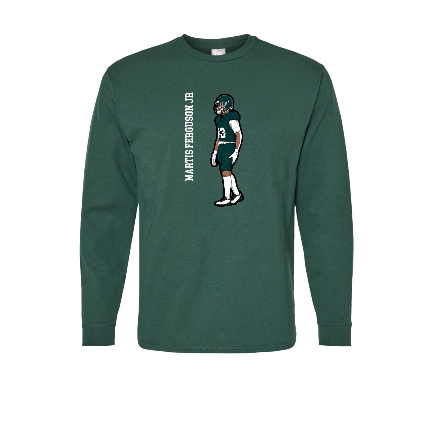 Long Sleeve Tee — Name Vertical in Green