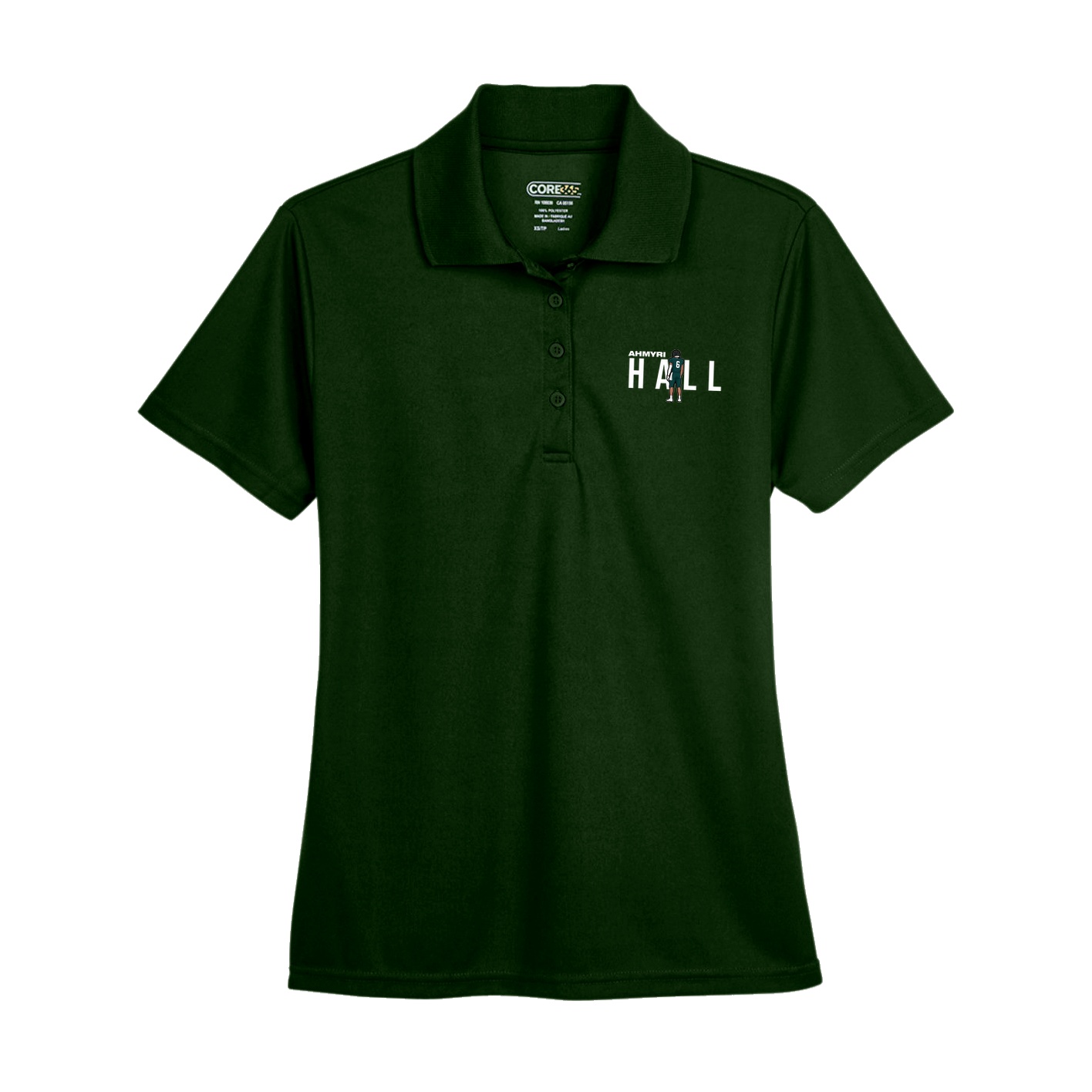 Womens Performance Polo — Player Name in Green