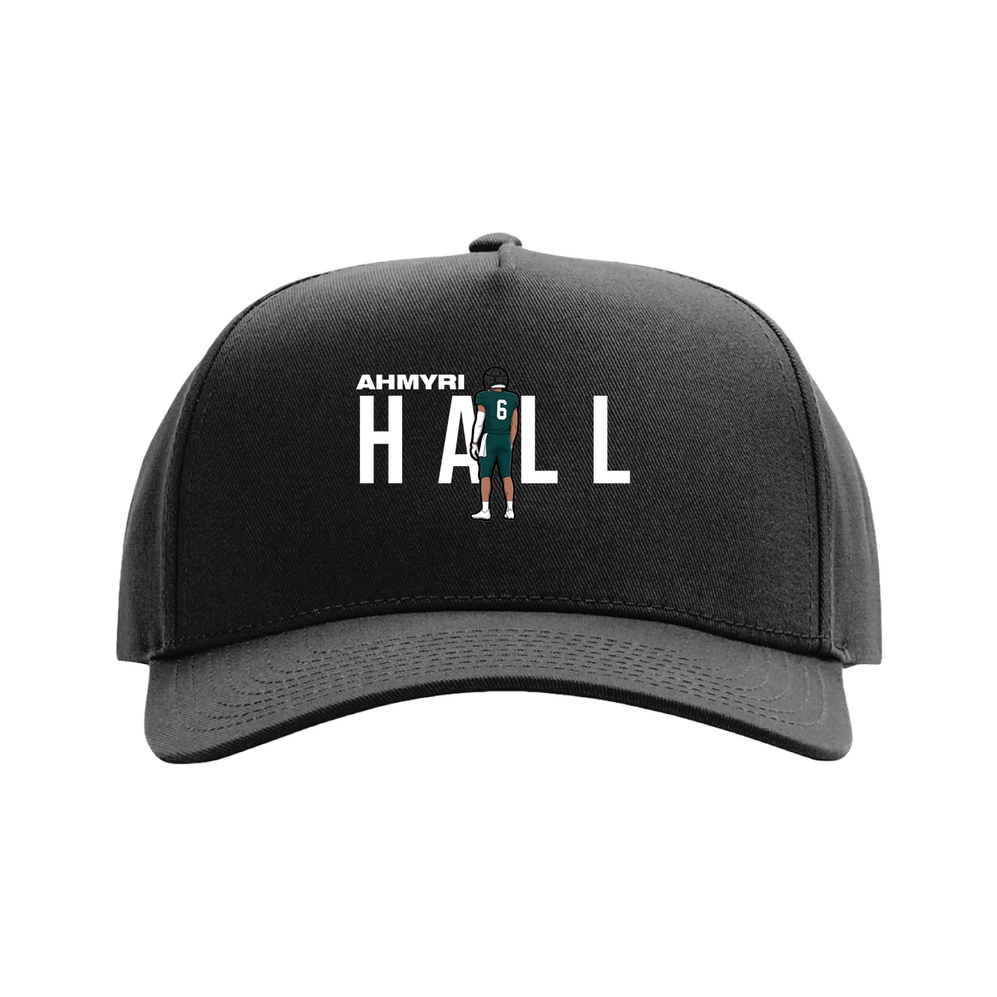 Full Fabric Five-Panel Champ Cap — Player Name in Black
