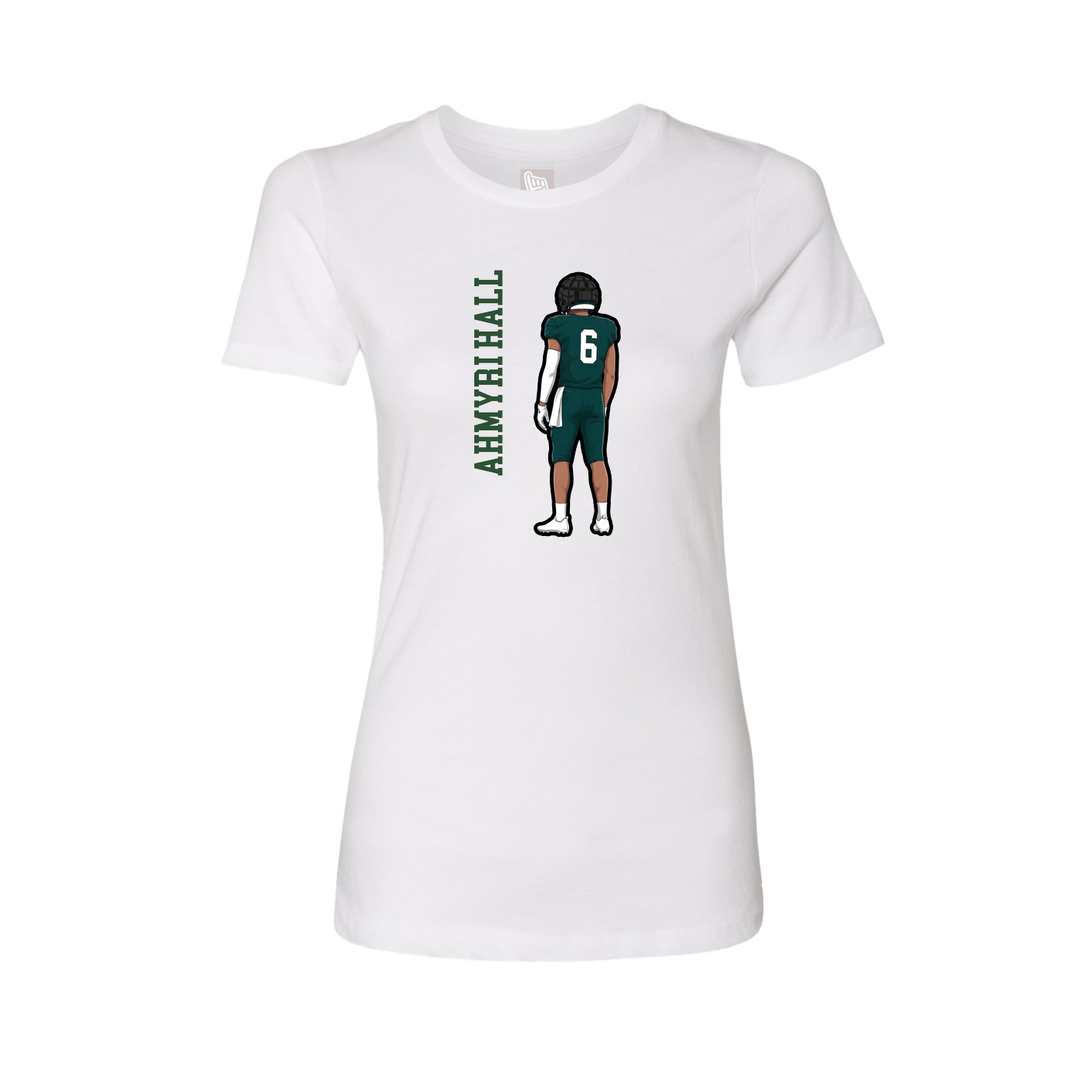 Fitted Women's Tee — Name Vertical in White
