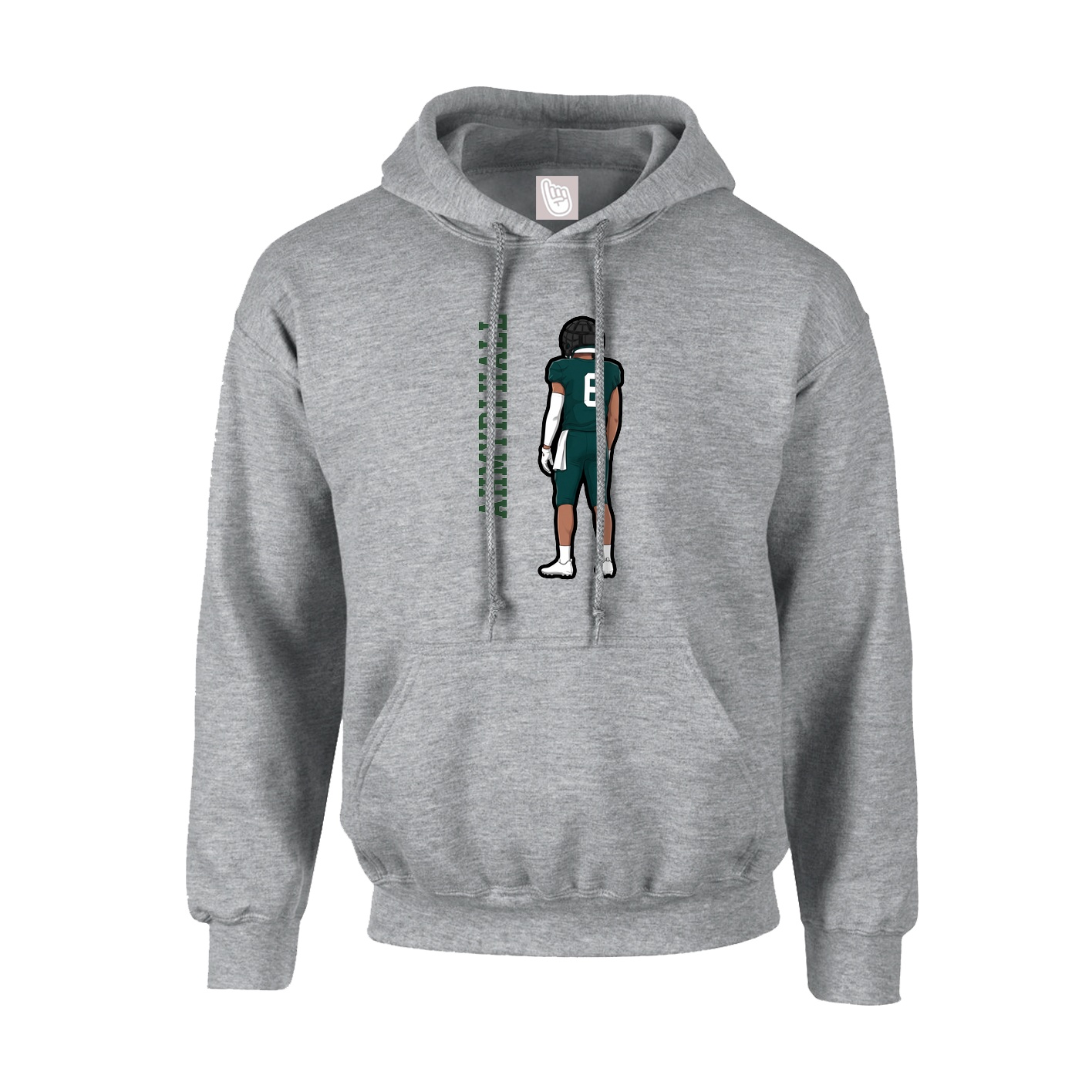 Hoodie — Name Vertical in Grey