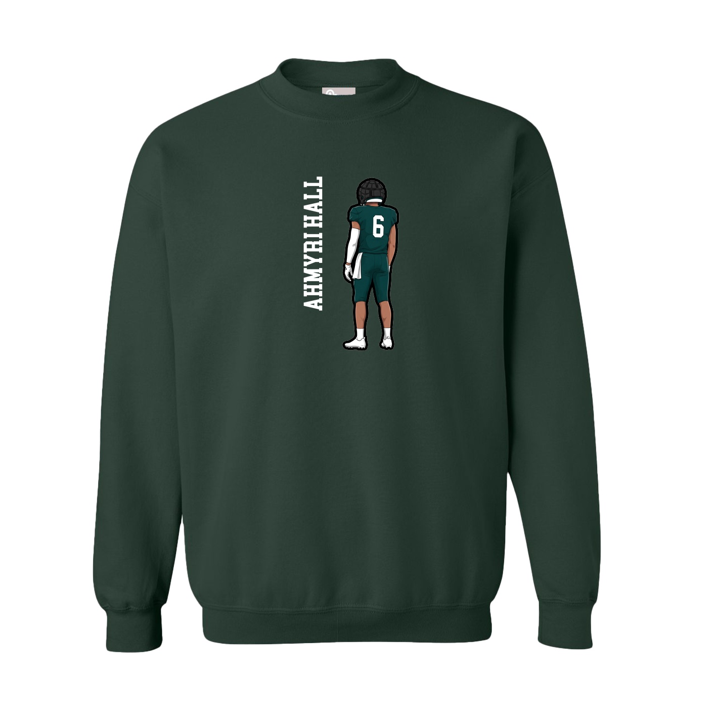 Fleece Crew — Name Vertical in Green