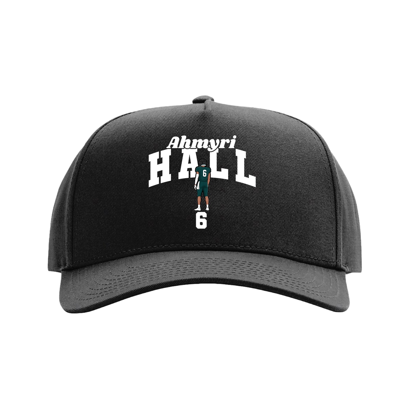 Full Fabric Five-Panel Champ Cap — Signature Arch in Black