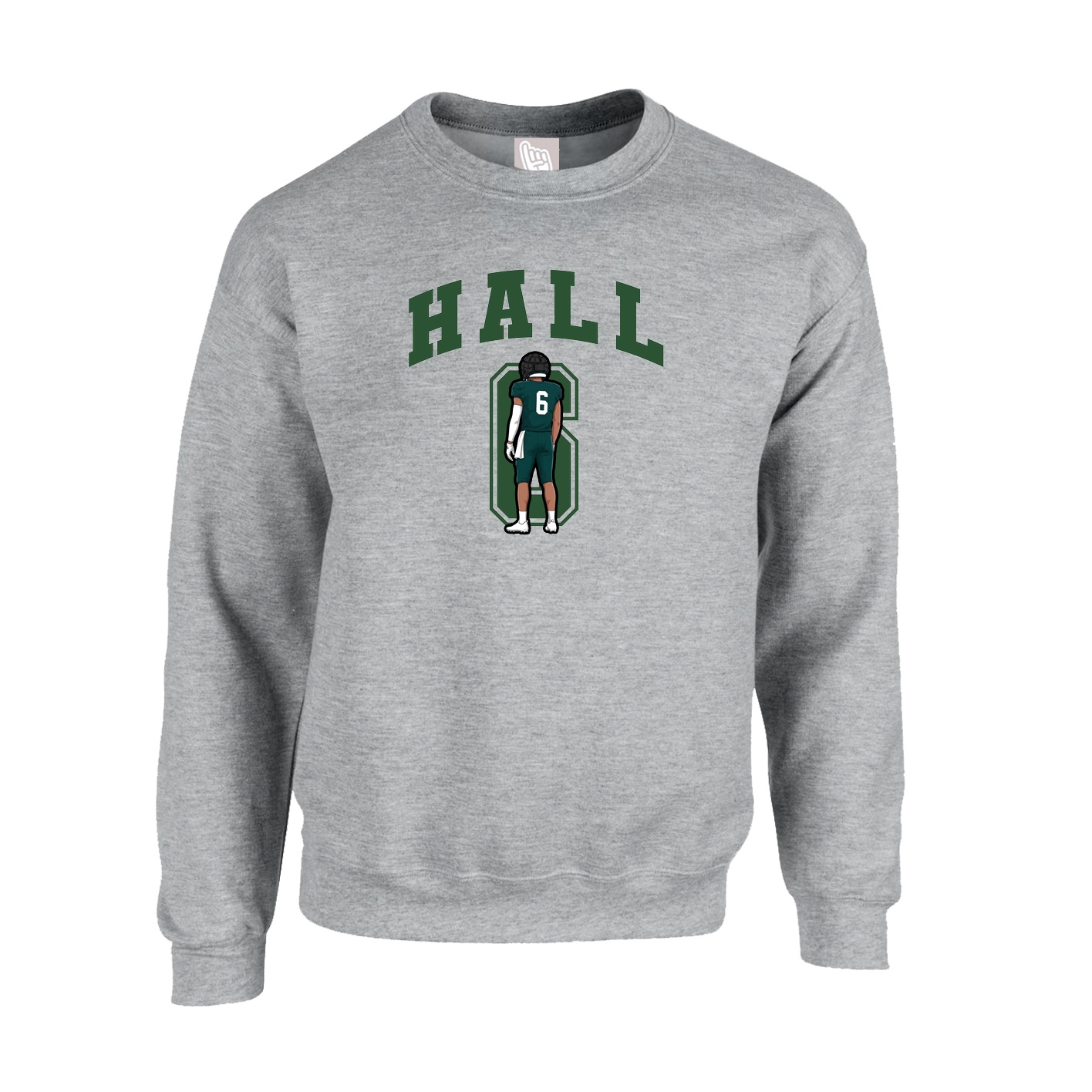 Fleece Crew — Number in Grey