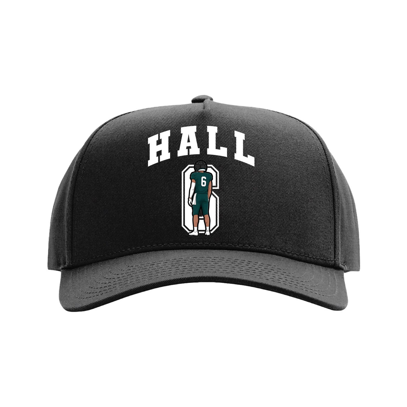 Full Fabric Five-Panel Champ Cap — Number in Black