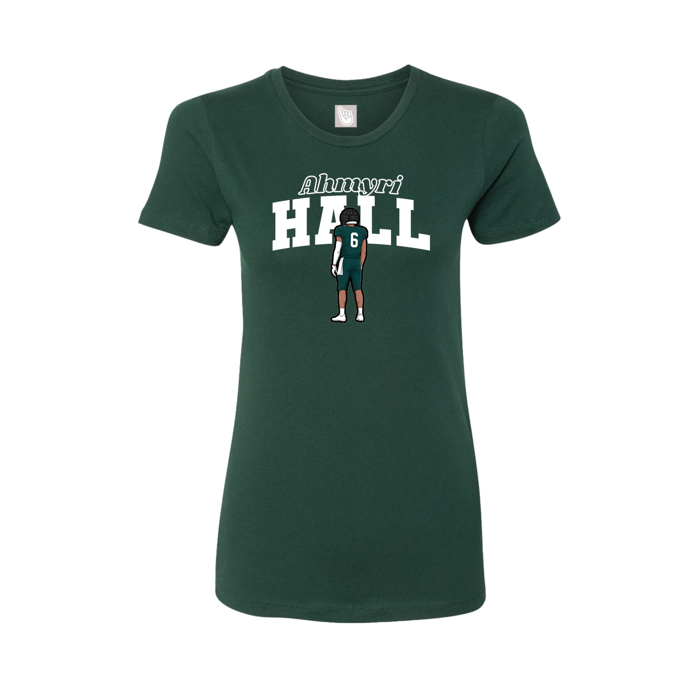 Fitted Women's Tee — Name Arch in Green