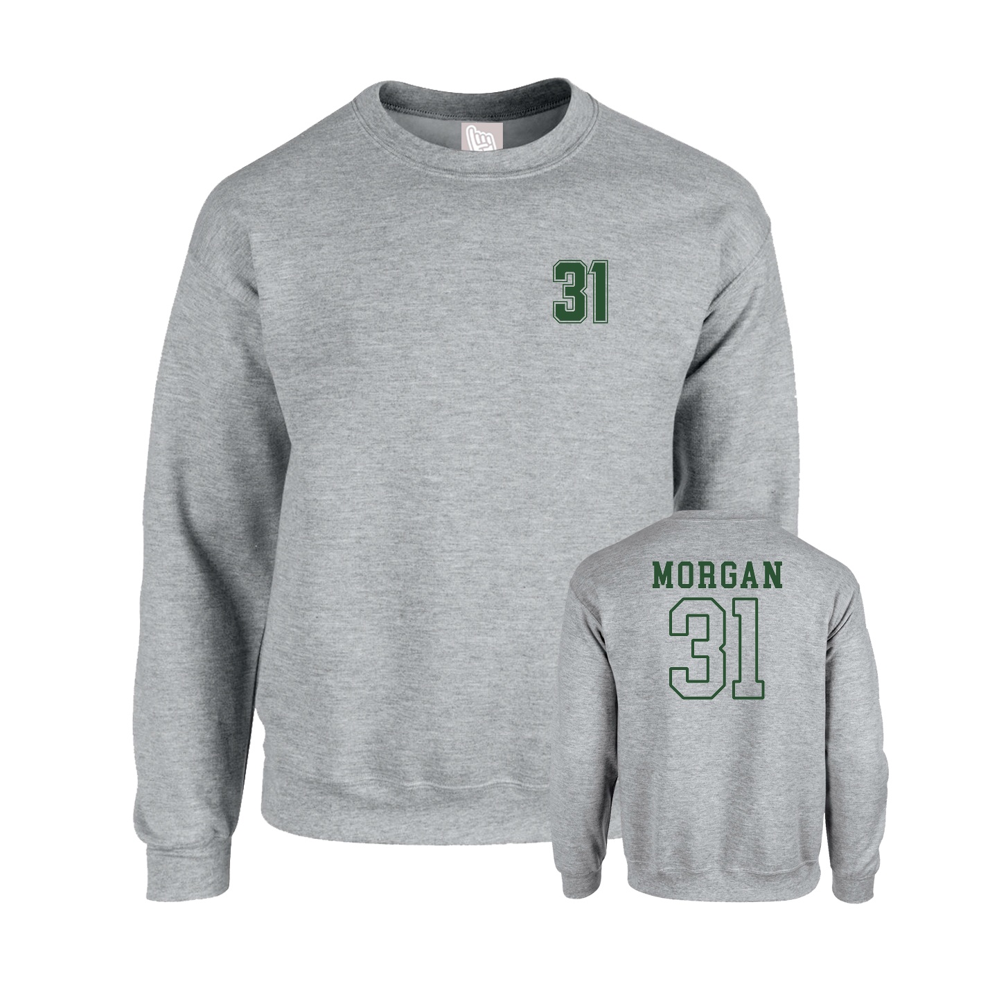 Fleece Crew — Chest Back in Grey