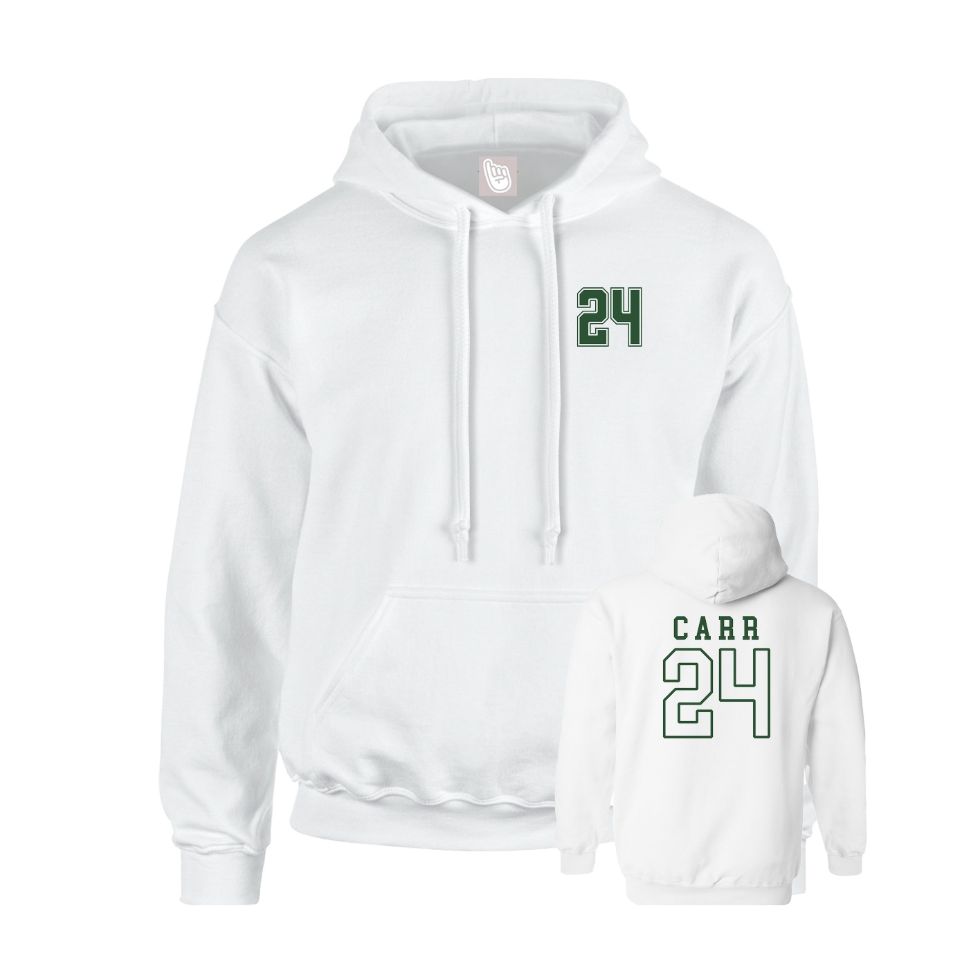 Youth Hoodie — Chest Back in White