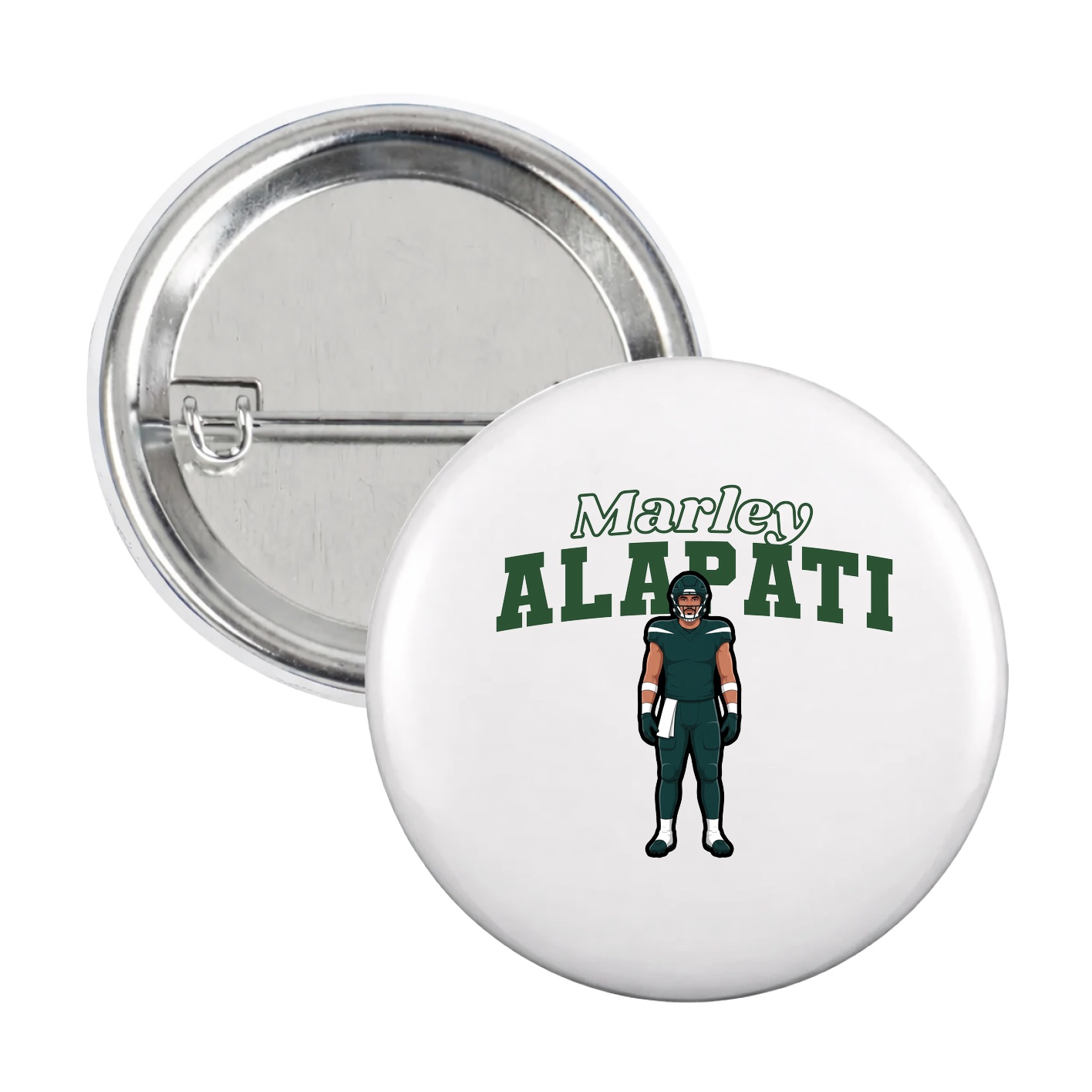 Game Day Button — Name Arch in White