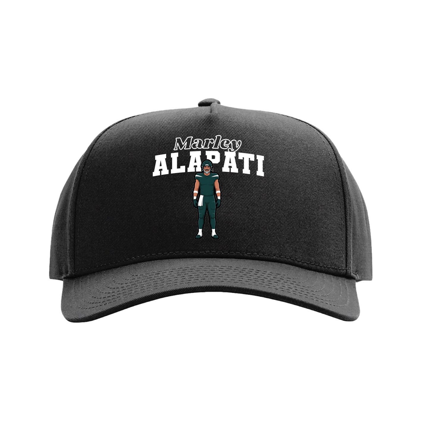 Full Fabric Five-Panel Champ Cap — Name Arch in Black