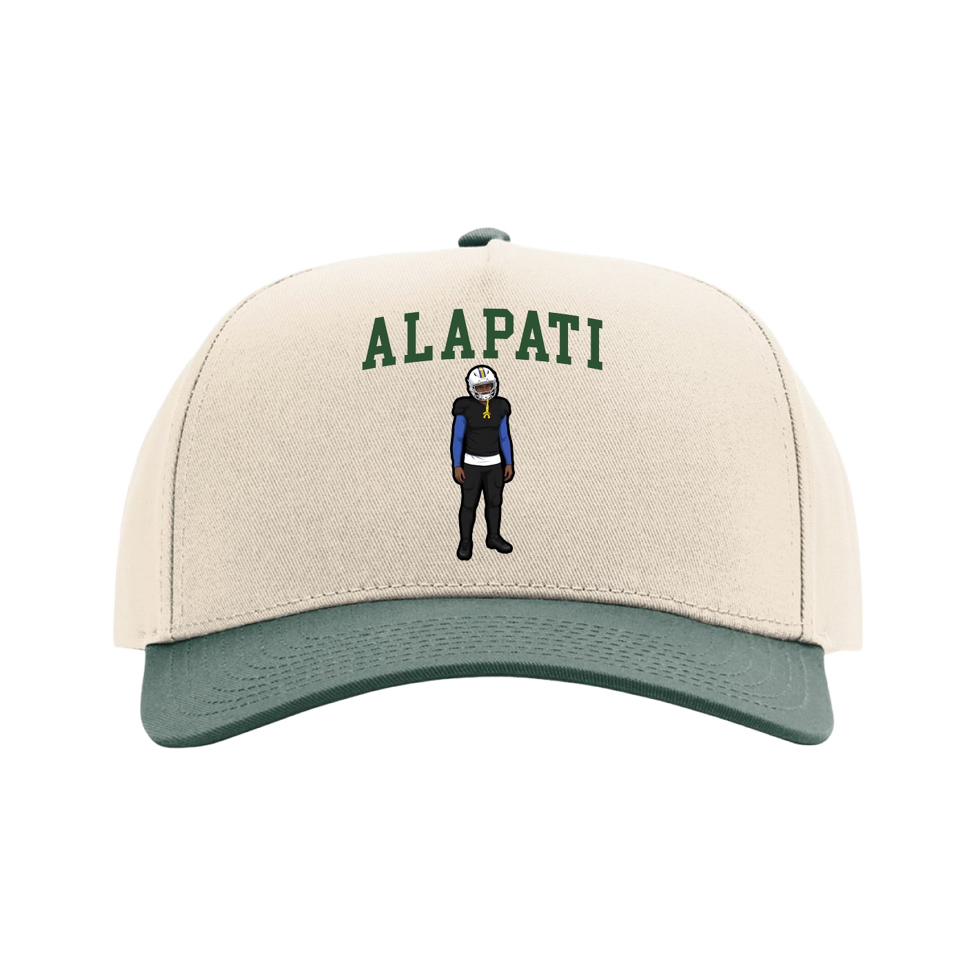 Full Fabric Five-Panel Champ Cap — Shirsey in Cream/Green