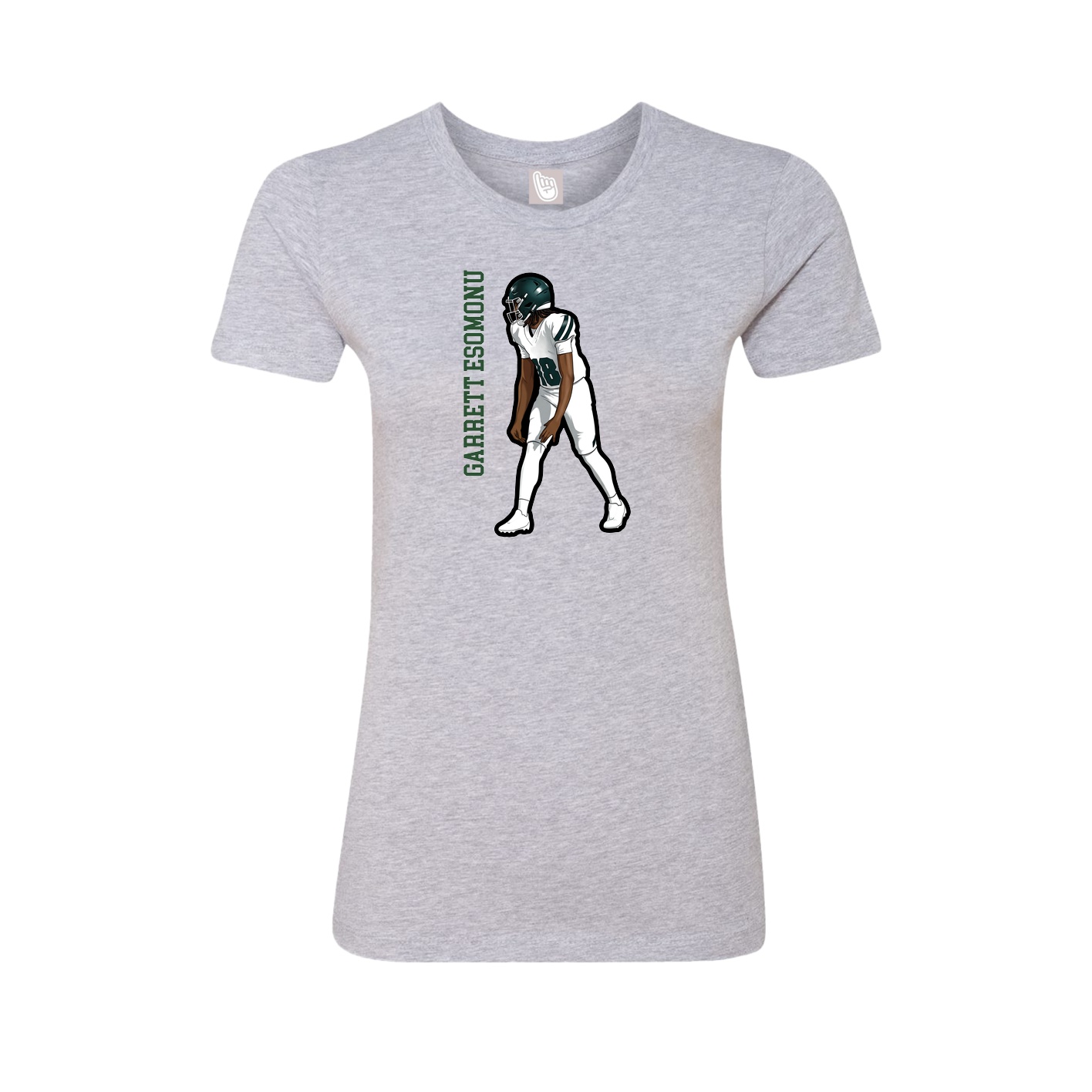 Fitted Women's Tee — Name Vertical in Grey