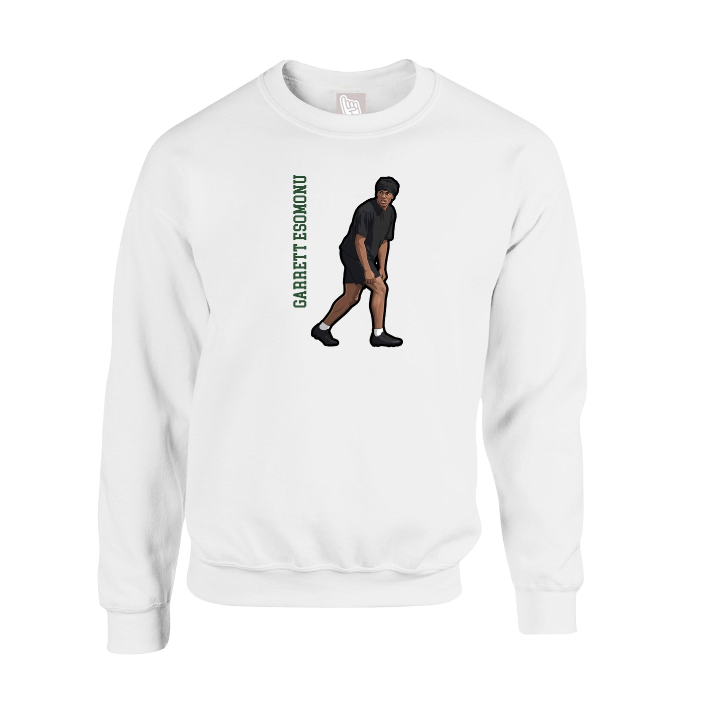 Fleece Crew — Name Vertical in White