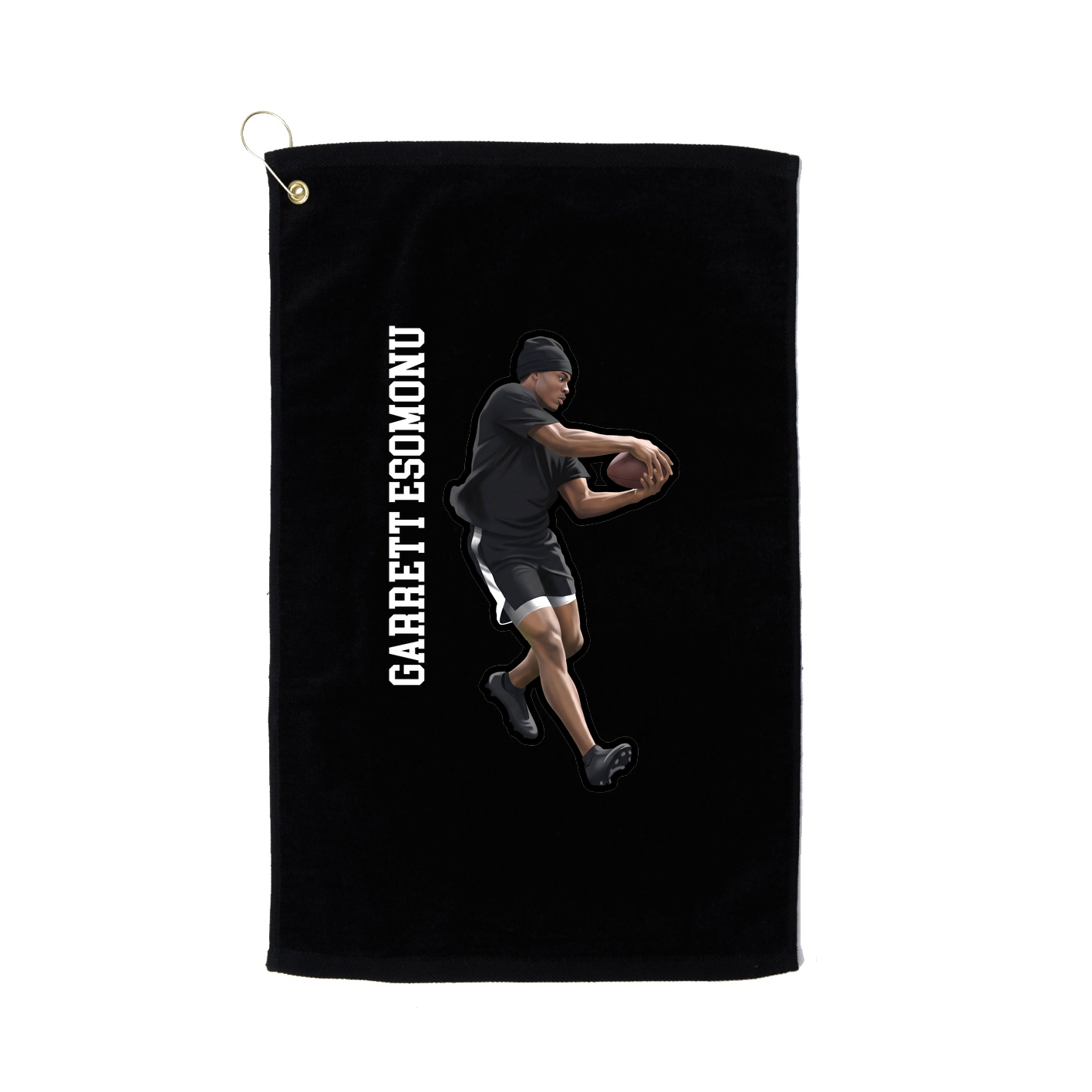 Golf Towel — Name Vertical in Black