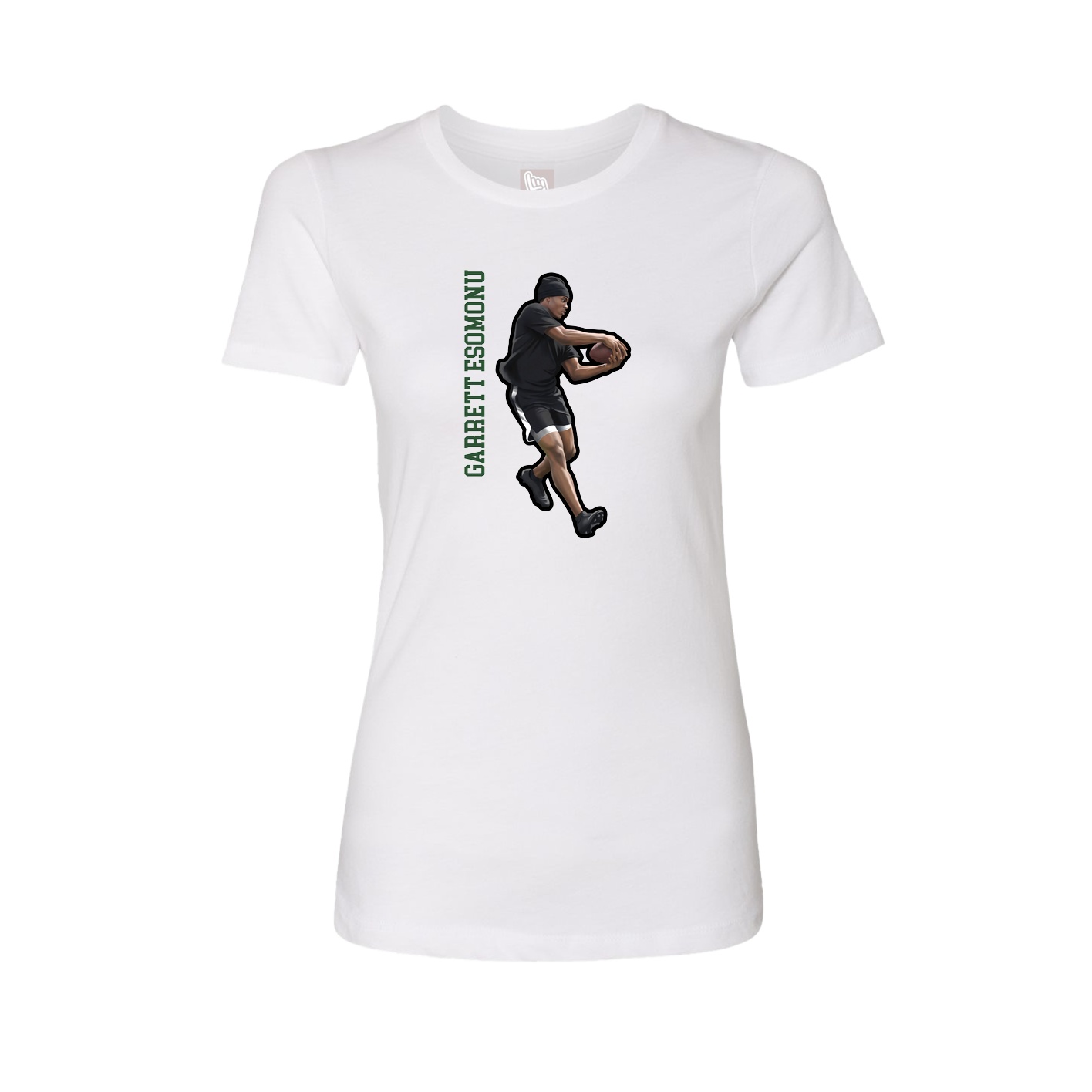 Fitted Women's Tee — Name Vertical in White