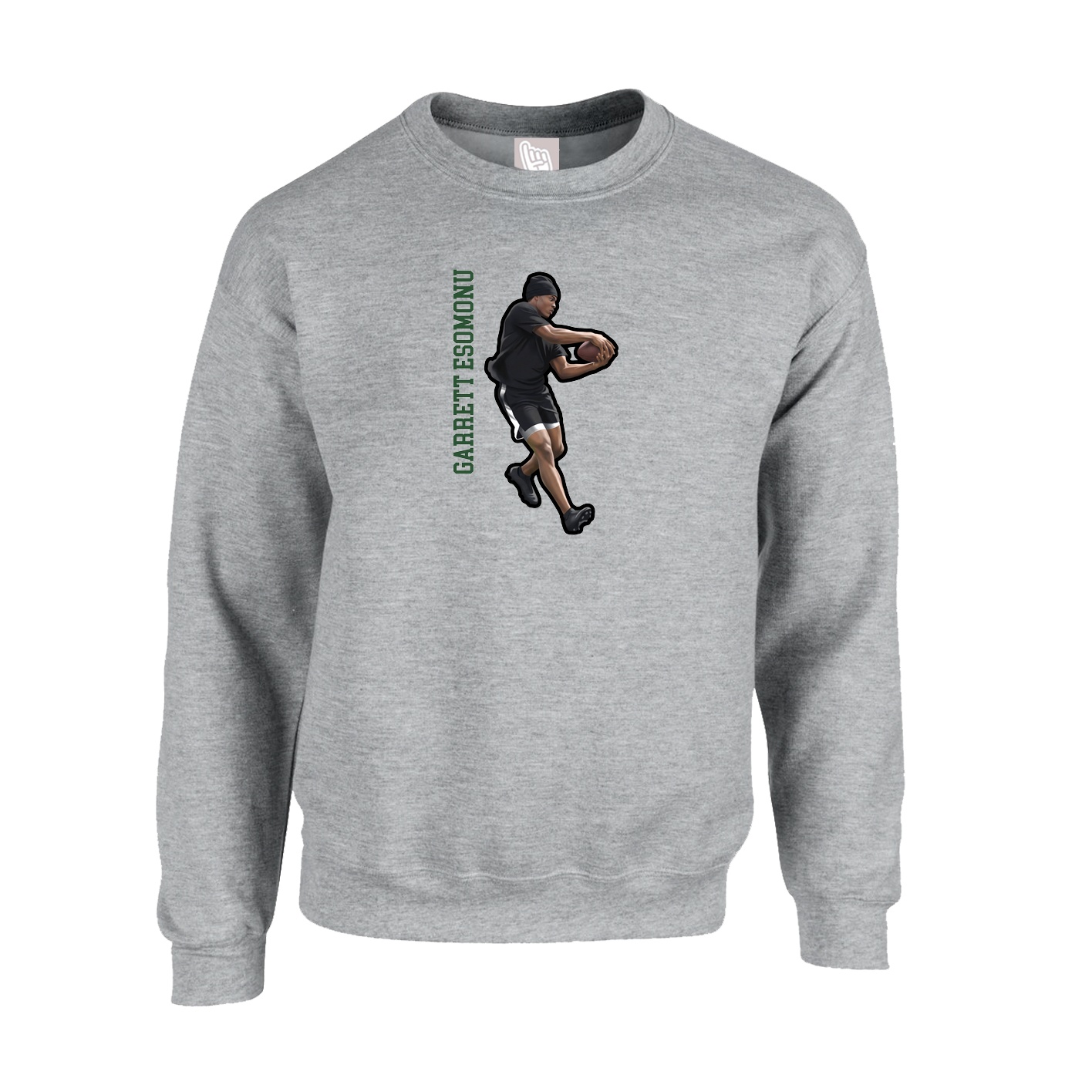 Fleece Crew — Name Vertical in Grey