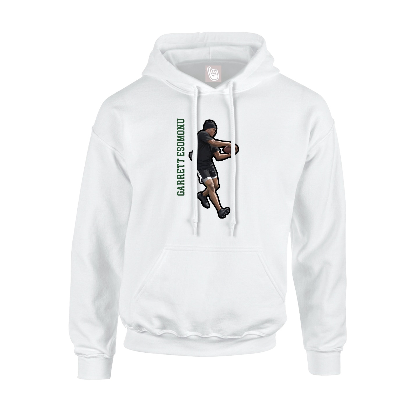 Youth Hoodie — Name Vertical in White