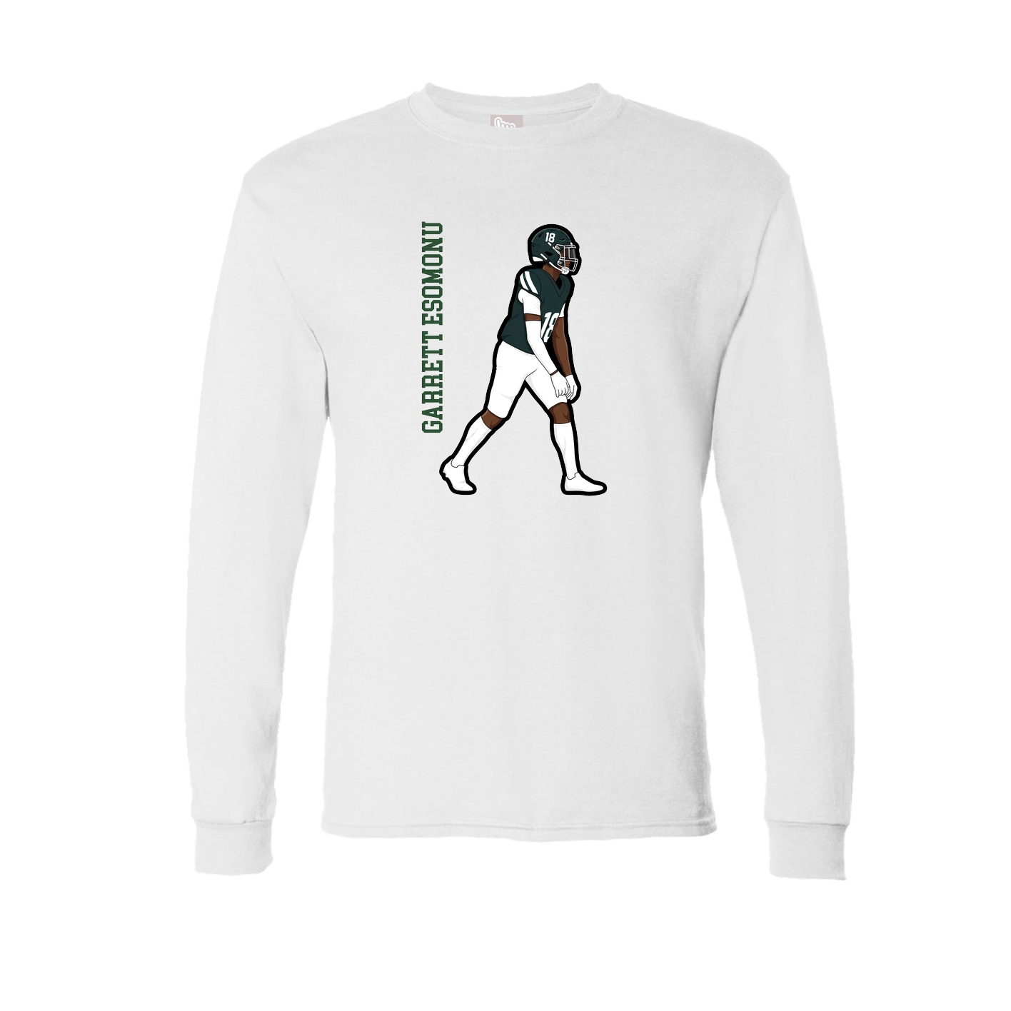 Long Sleeve Tee — Name Vertical in White