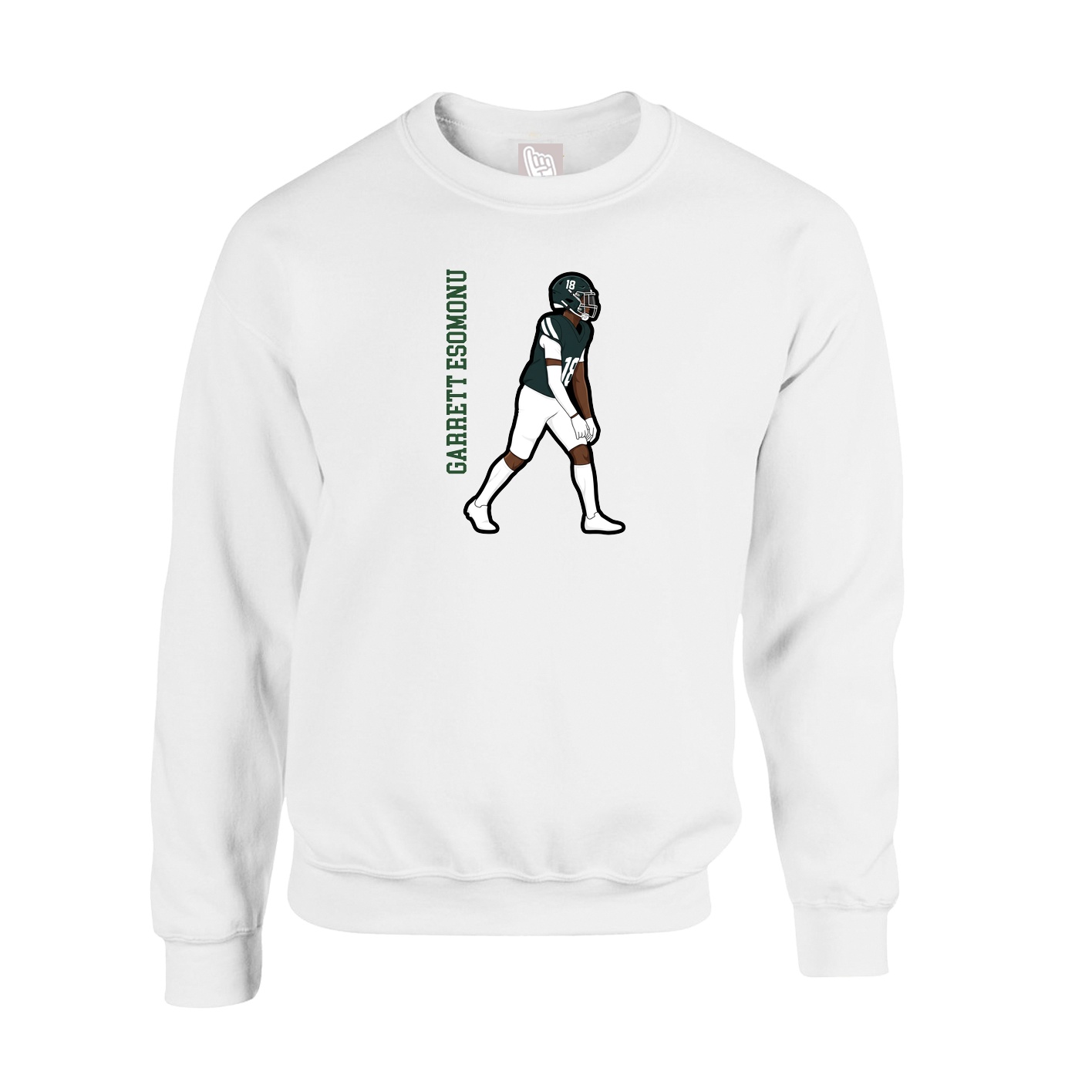 Fleece Crew — Name Vertical in White