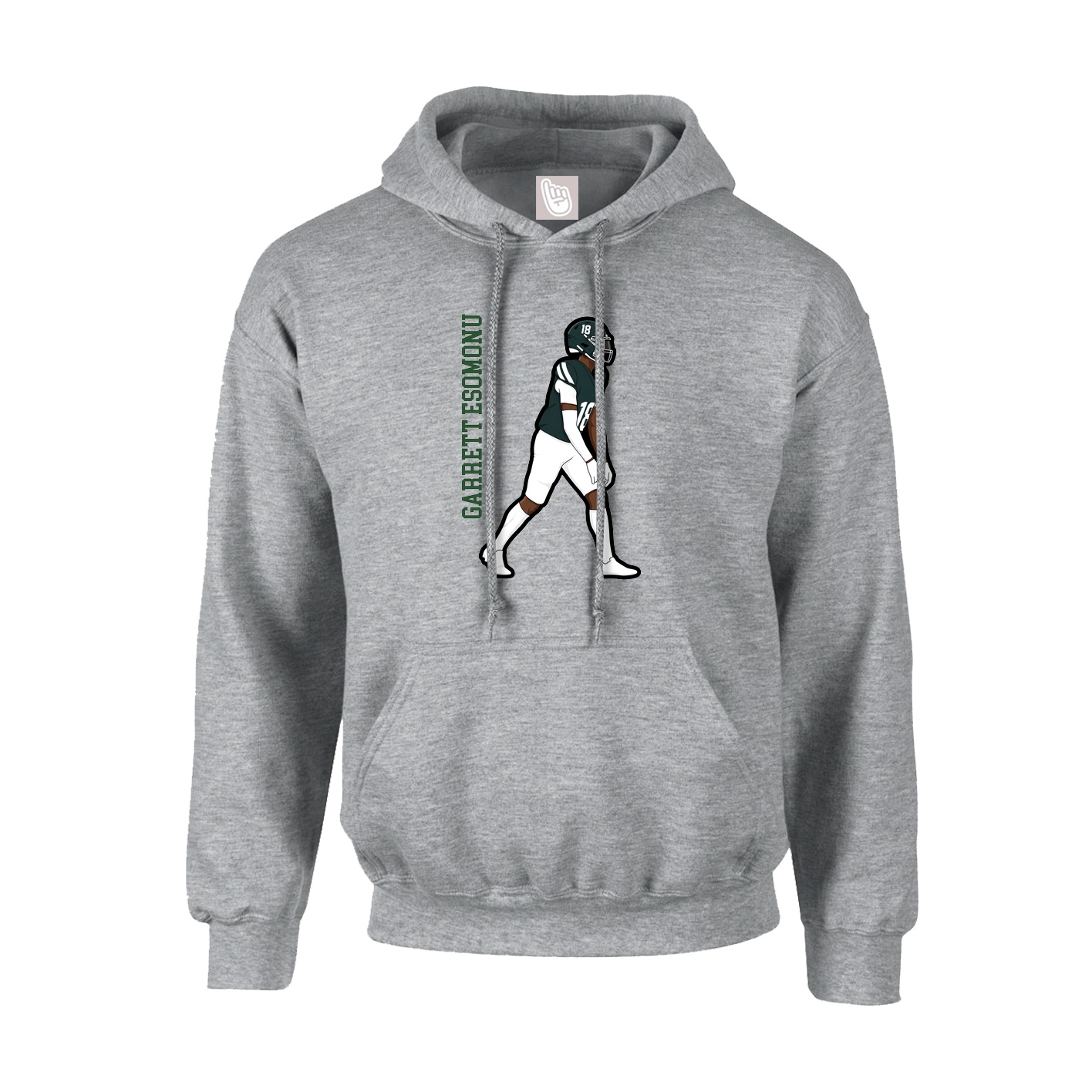 Youth Hoodie — Name Vertical in Grey