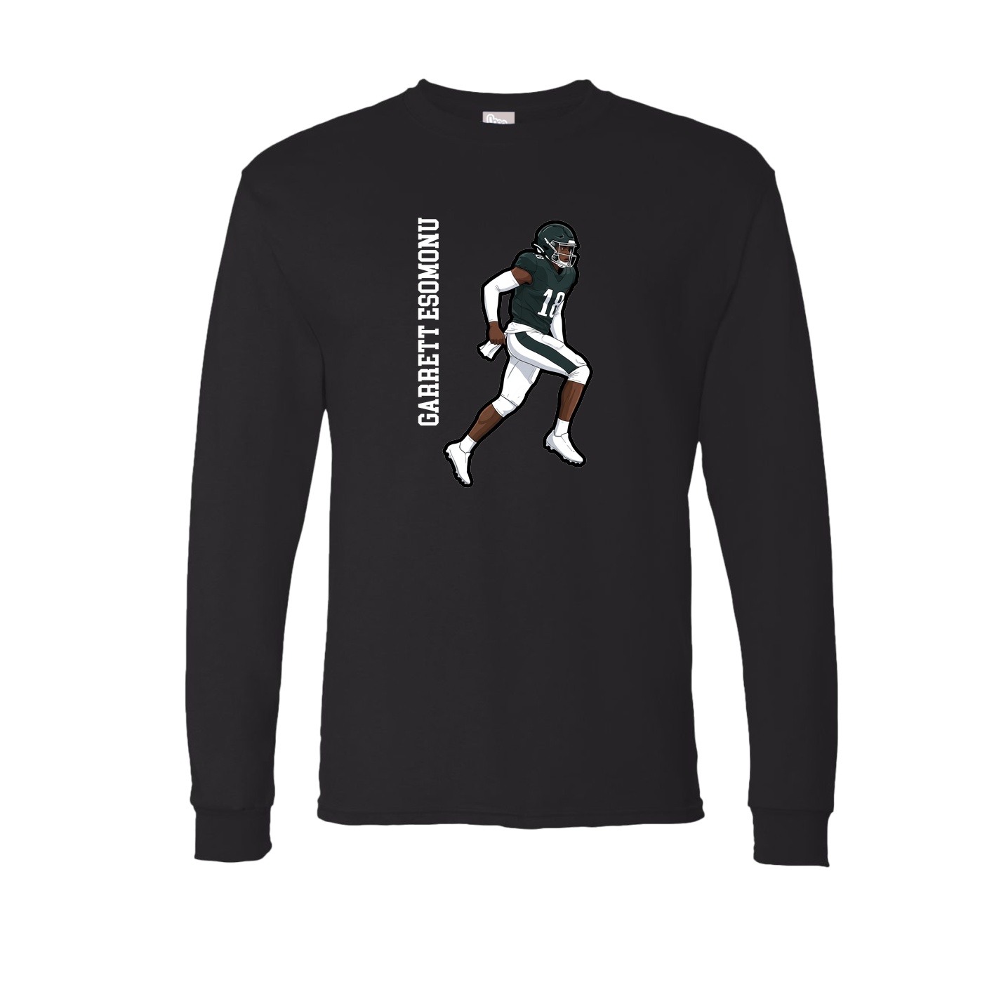 Long Sleeve Tee — Name Vertical in Black