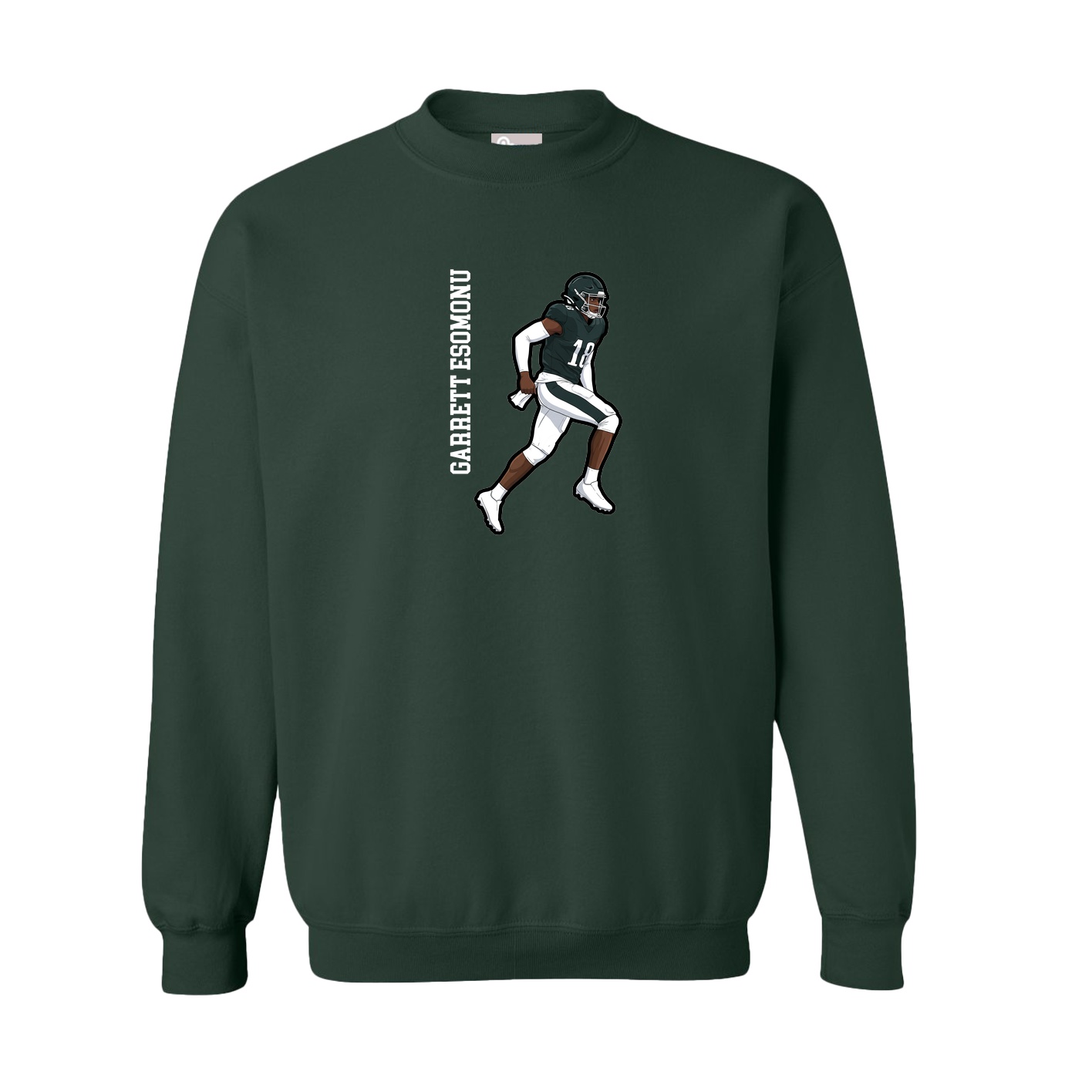 Fleece Crew — Name Vertical in Green
