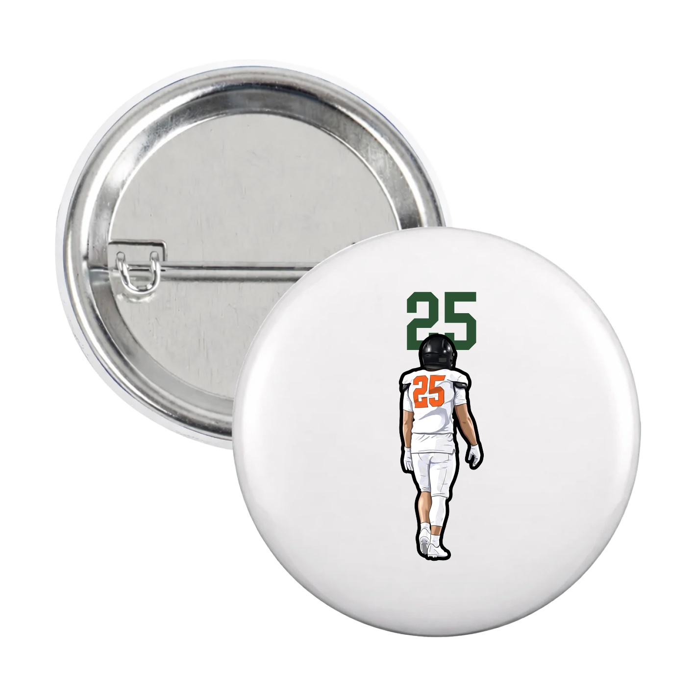 Game Day Button — Number Top in White