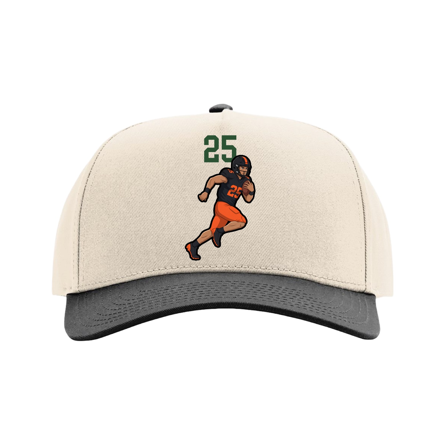 Full Fabric Five-Panel Champ Cap — Number Top in Cream/Black