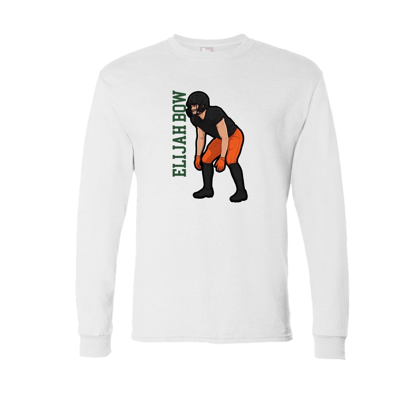 Long Sleeve Tee — Name Vertical in White