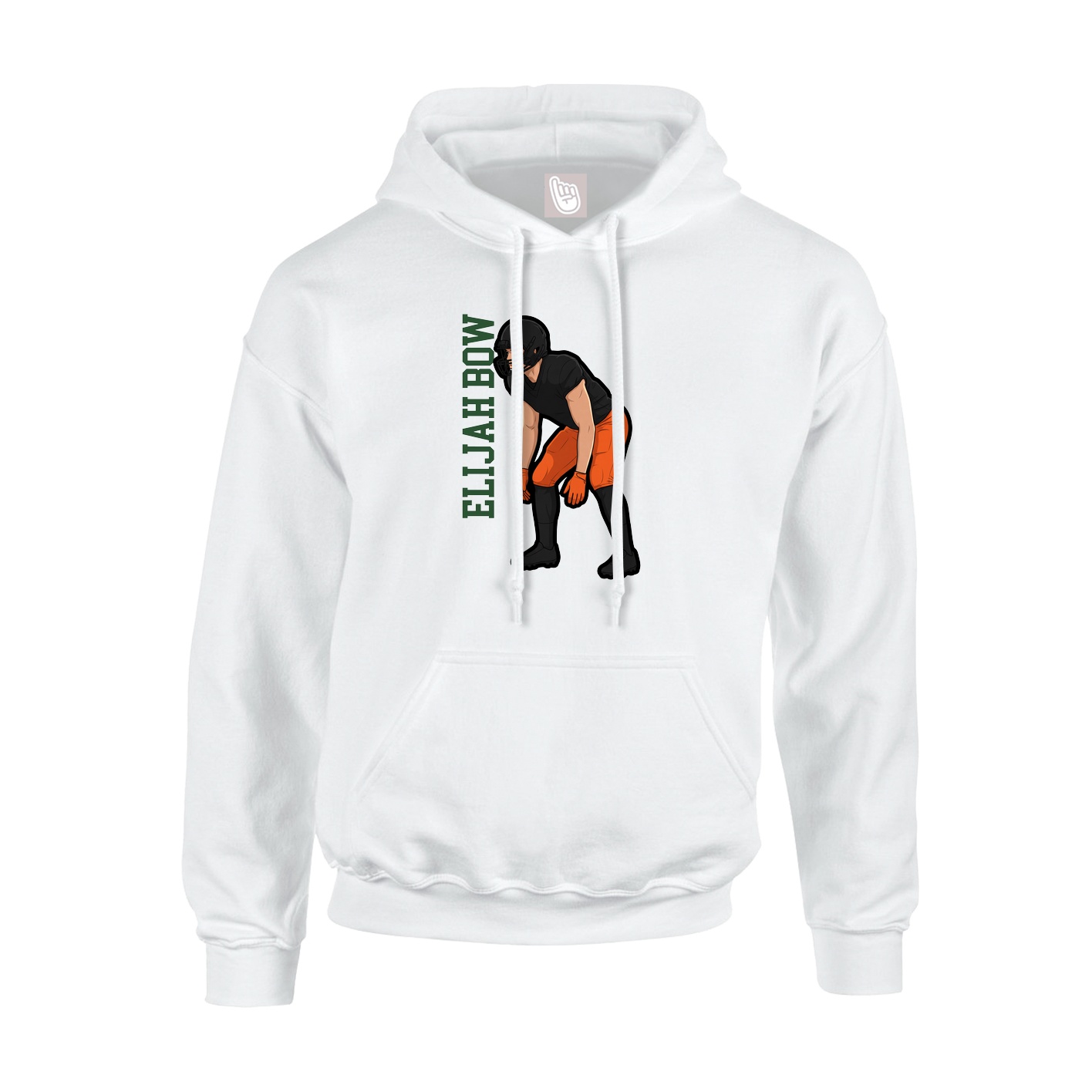 Youth Hoodie — Name Vertical in White