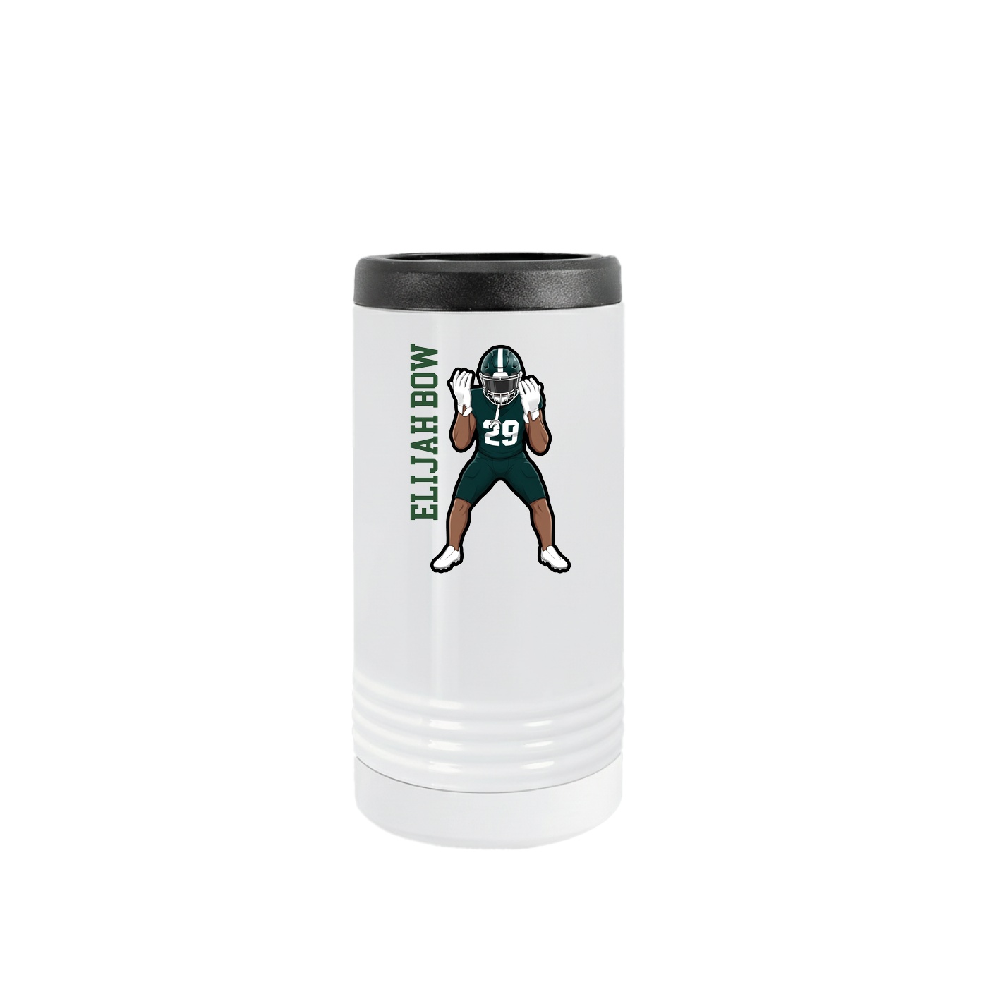 Slim Beverage Holder — Name Vertical in White